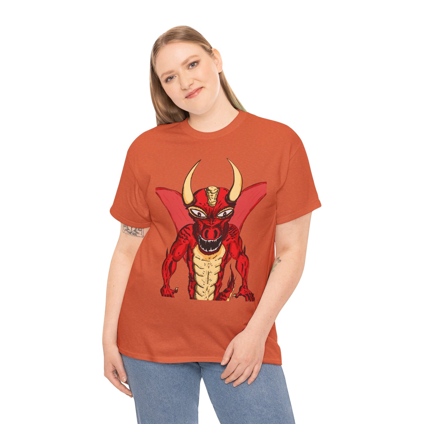 Bold Red Dragon Unisex Heavy Cotton Tee | Graphic Shirt for Anime Fans, Party Wear, Casual Outfit, Gift for Him/Her