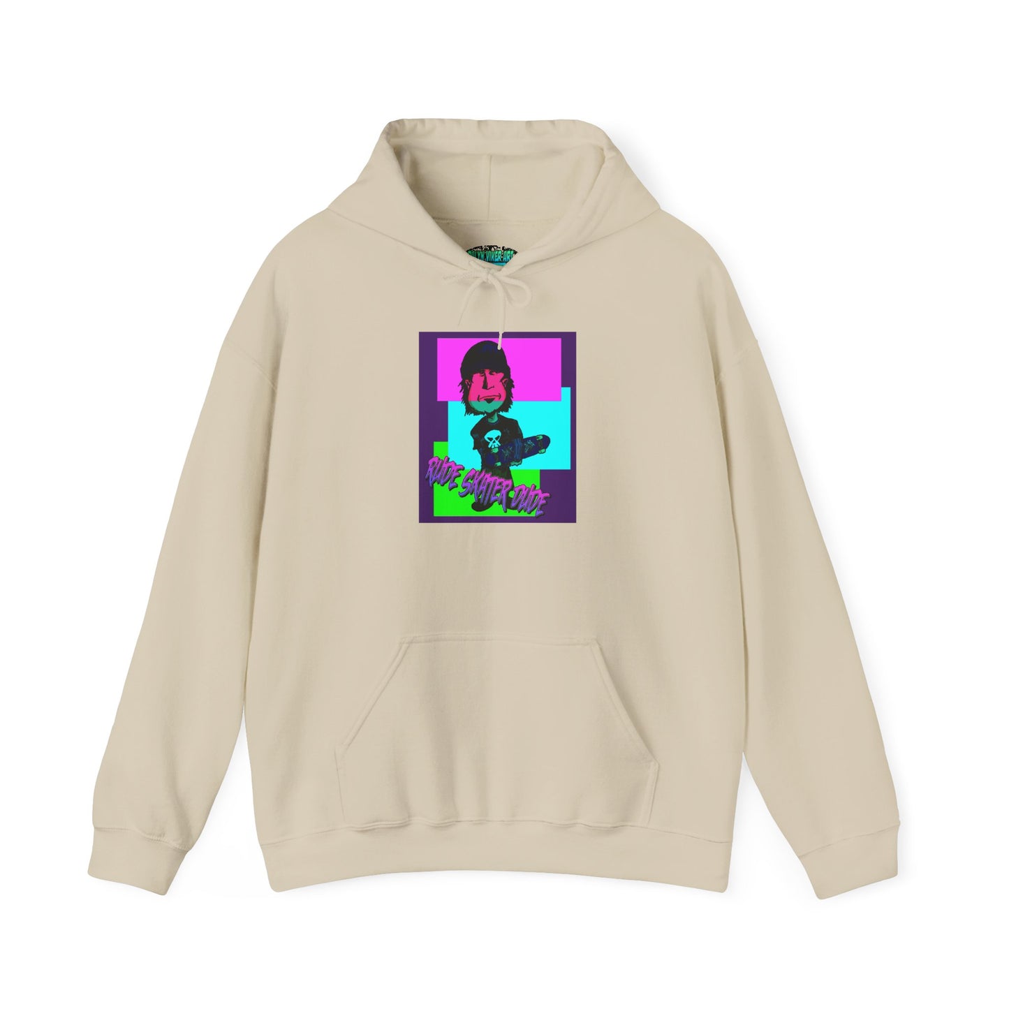 Retro Neon Rude Skater Dude Hoodie — Streetwear
