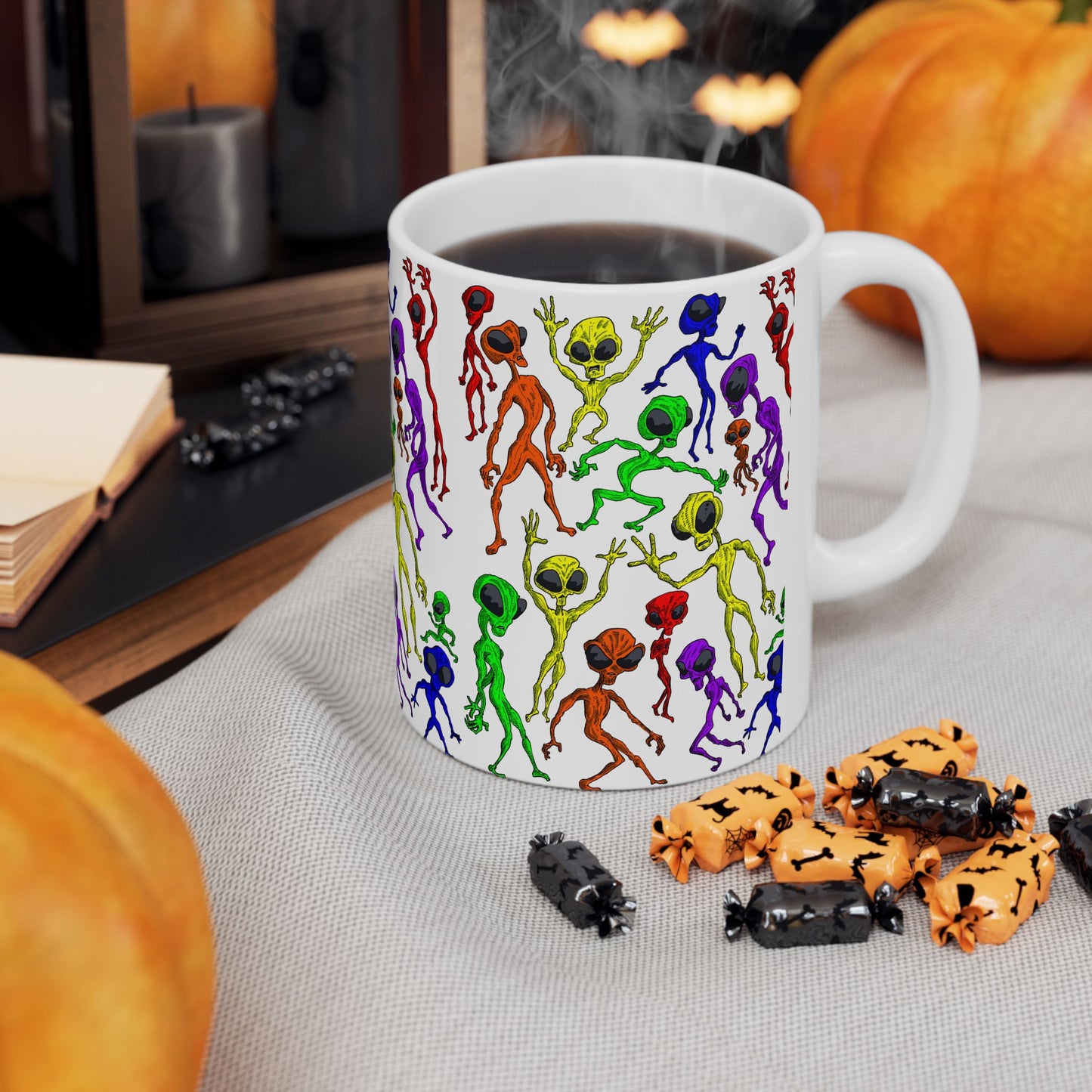 Alien Dance Party Ceramic Mug - Quirky Coffee Cup for Sci-Fi Lovers, Unique Gift for Birthdays, Parties, Holidays, Fun Kitchen Decor