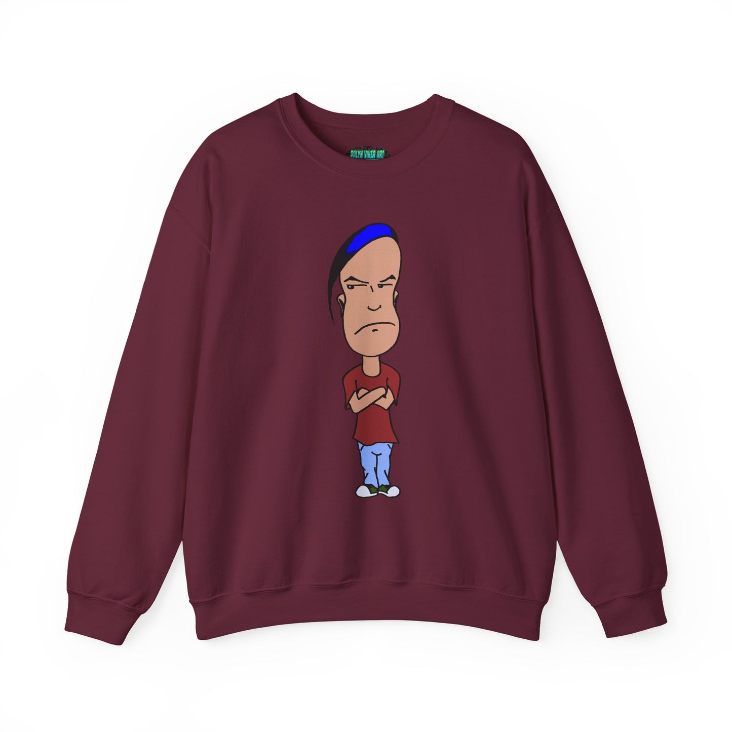 Smug Cartoon Graphic Crewneck Sweatshirt for Casual Style