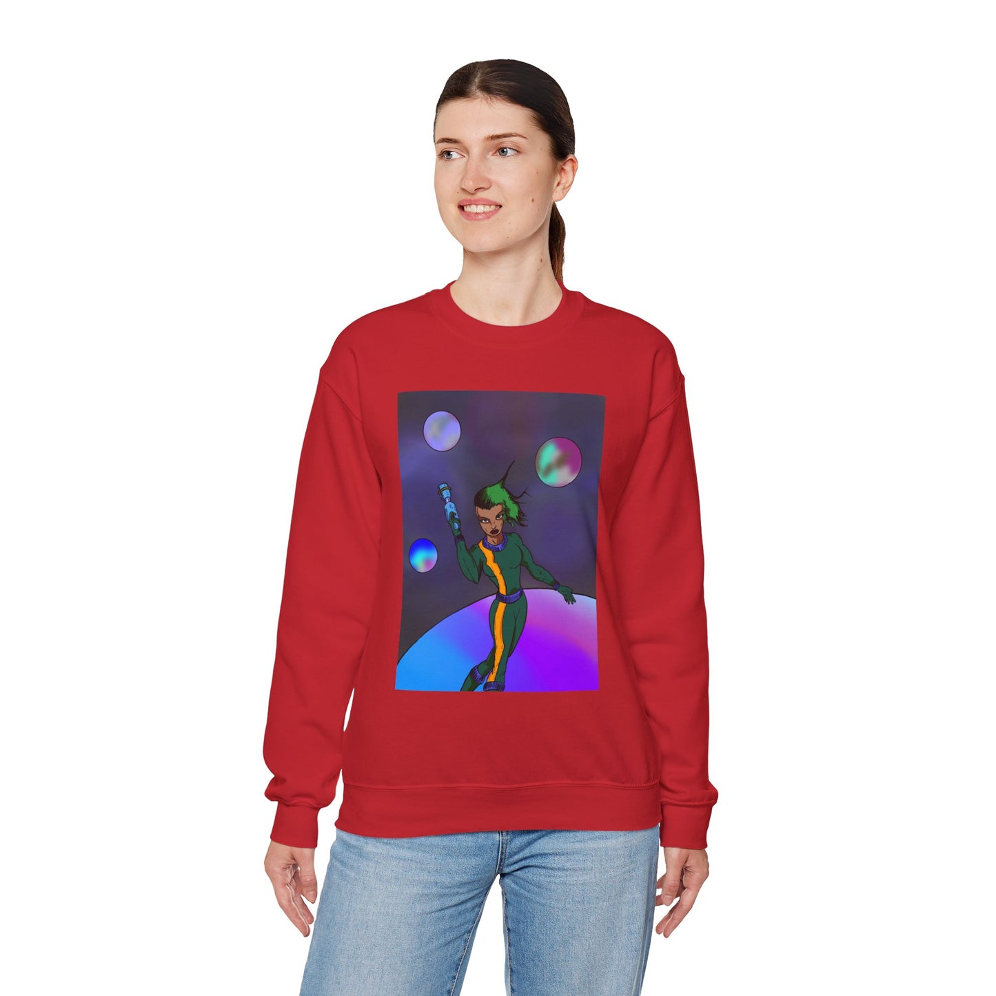Cosmic Character Crewneck Sweatshirt – Fun, Unisex Design for Casual Style
