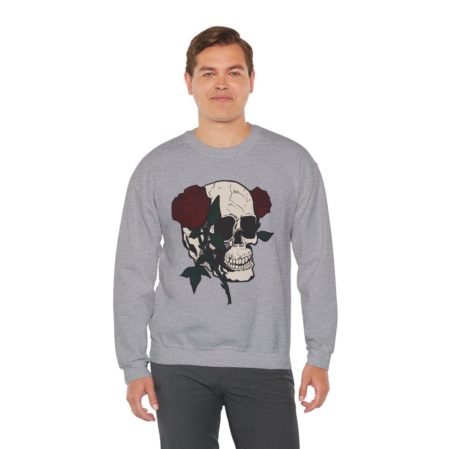 Skull & Rose Crewneck Sweatshirt - Unisex Heavy Blend™