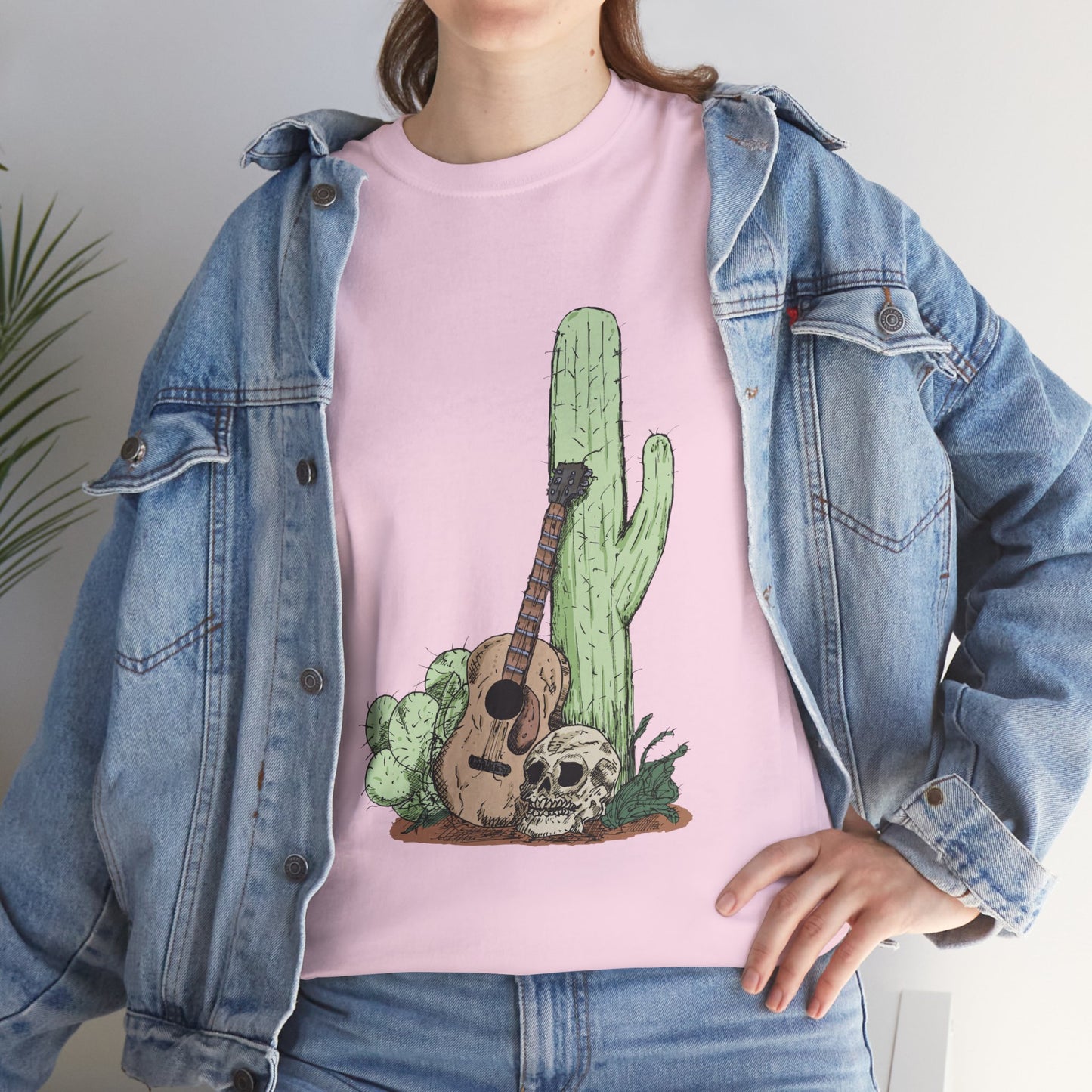 Desert Vibe Graphic Tee - Unisex Heavy Cotton Shirt, Boho Cactus Shirt, Guitar Lover's Gift, Summer Top, Music T-Shirt