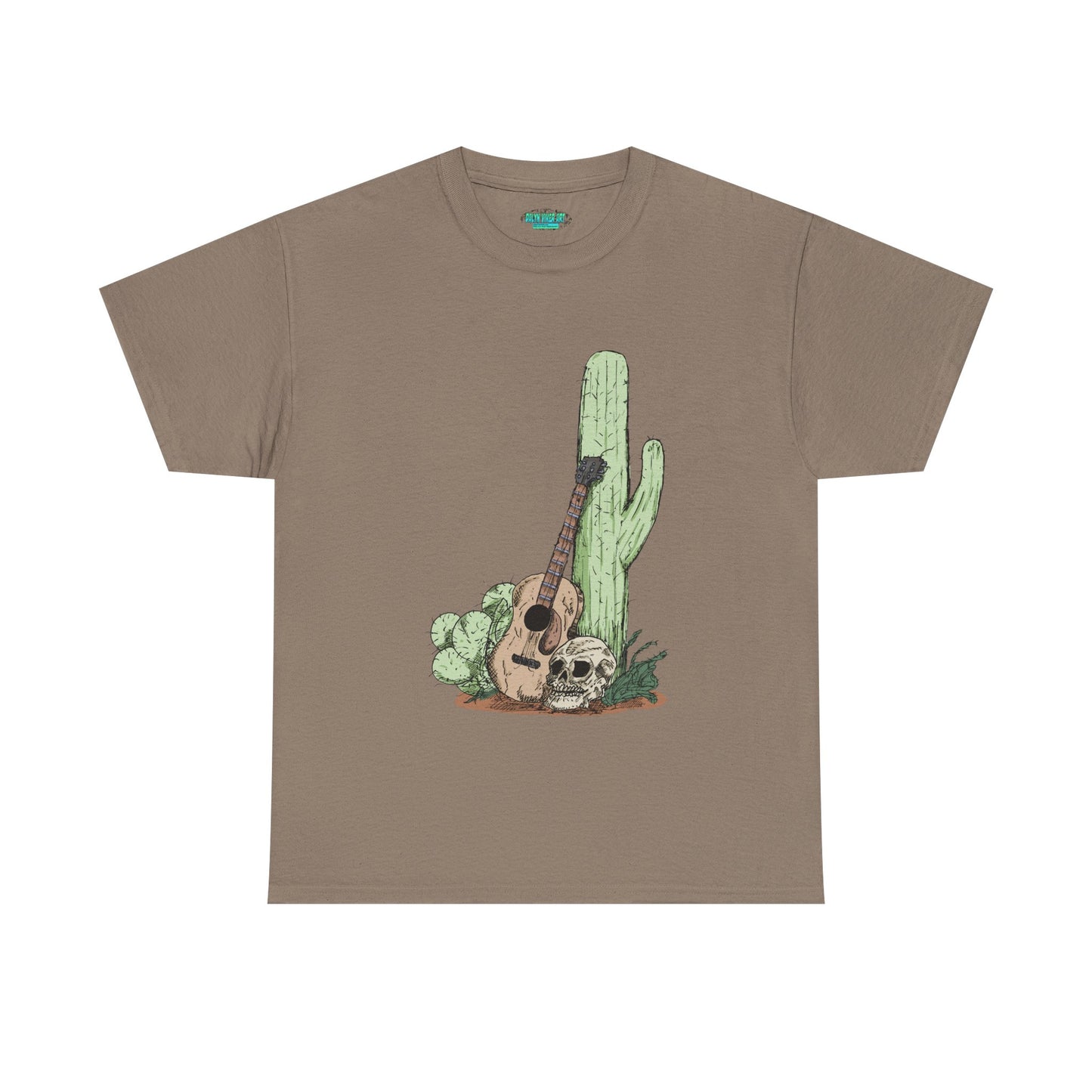 Desert Vibe Graphic Tee - Unisex Heavy Cotton Shirt, Boho Cactus Shirt, Guitar Lover's Gift, Summer Top, Music T-Shirt