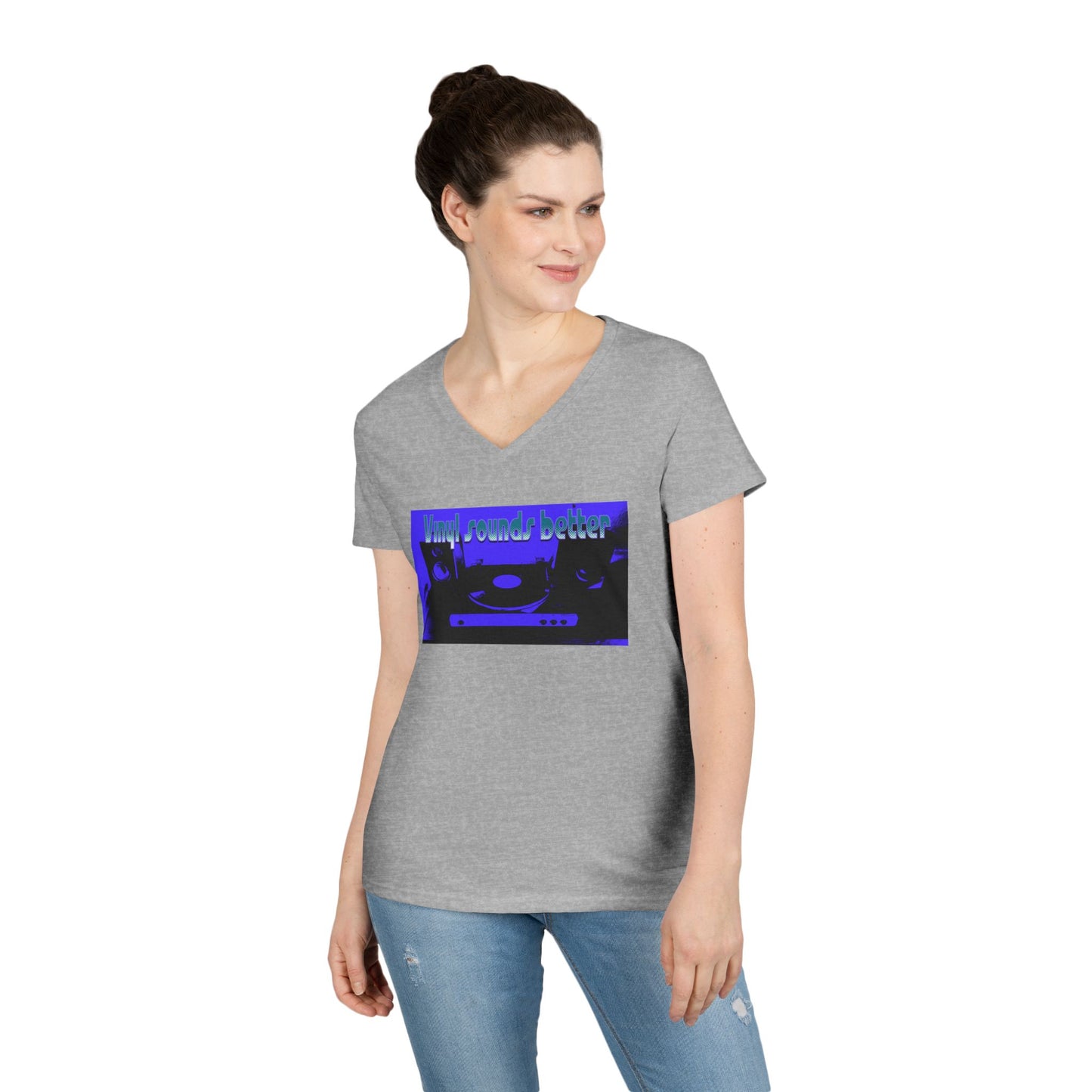 Vinyl Vibes Ladies' V-Neck T-Shirt - Music Lovers Tee