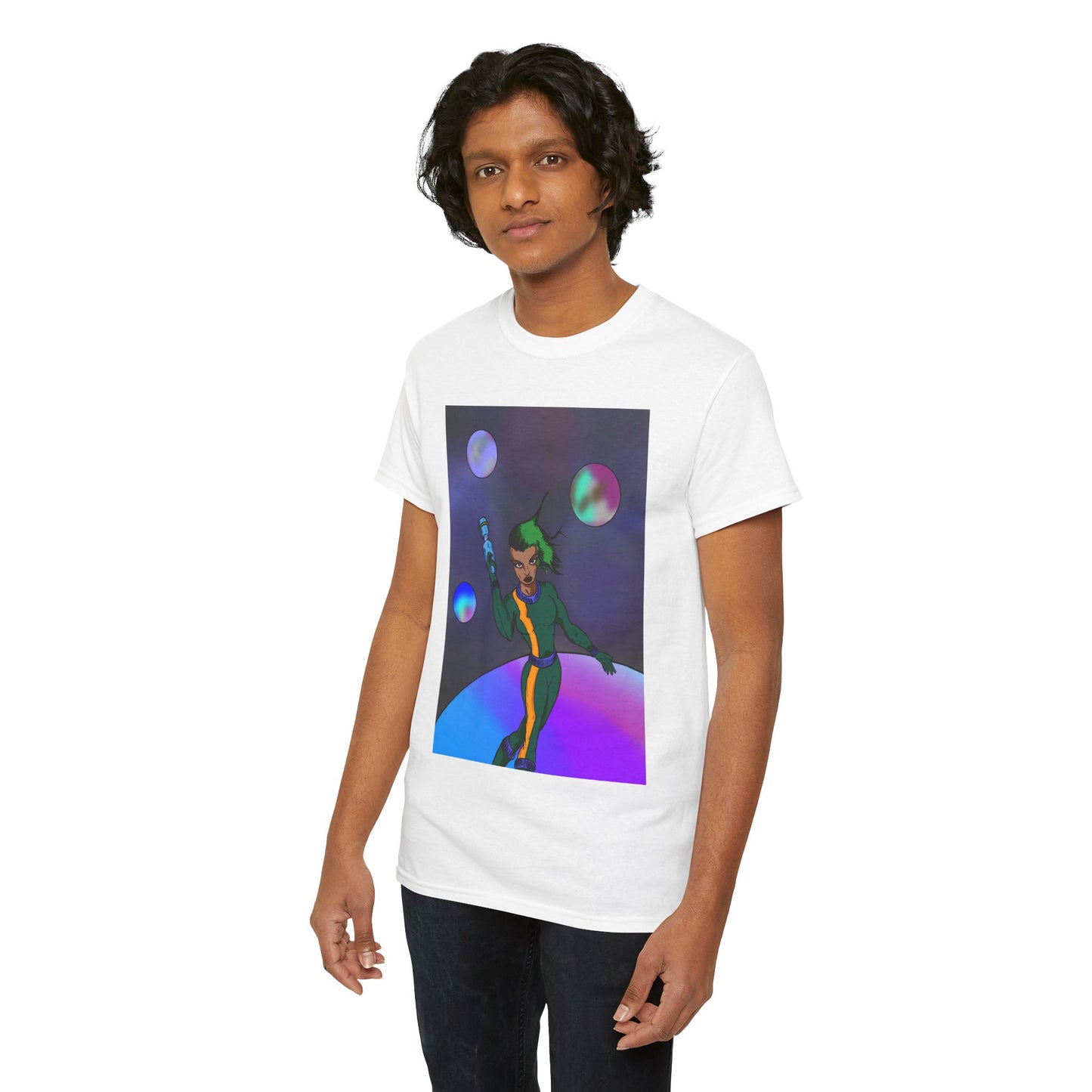 Cosmic Hero Vibe Tee - Unisex Heavy Cotton Tee, Space Art Shirt, Retro Sci-Fi T-Shirt, Gift for Space Lovers, Unique Graphic Tee