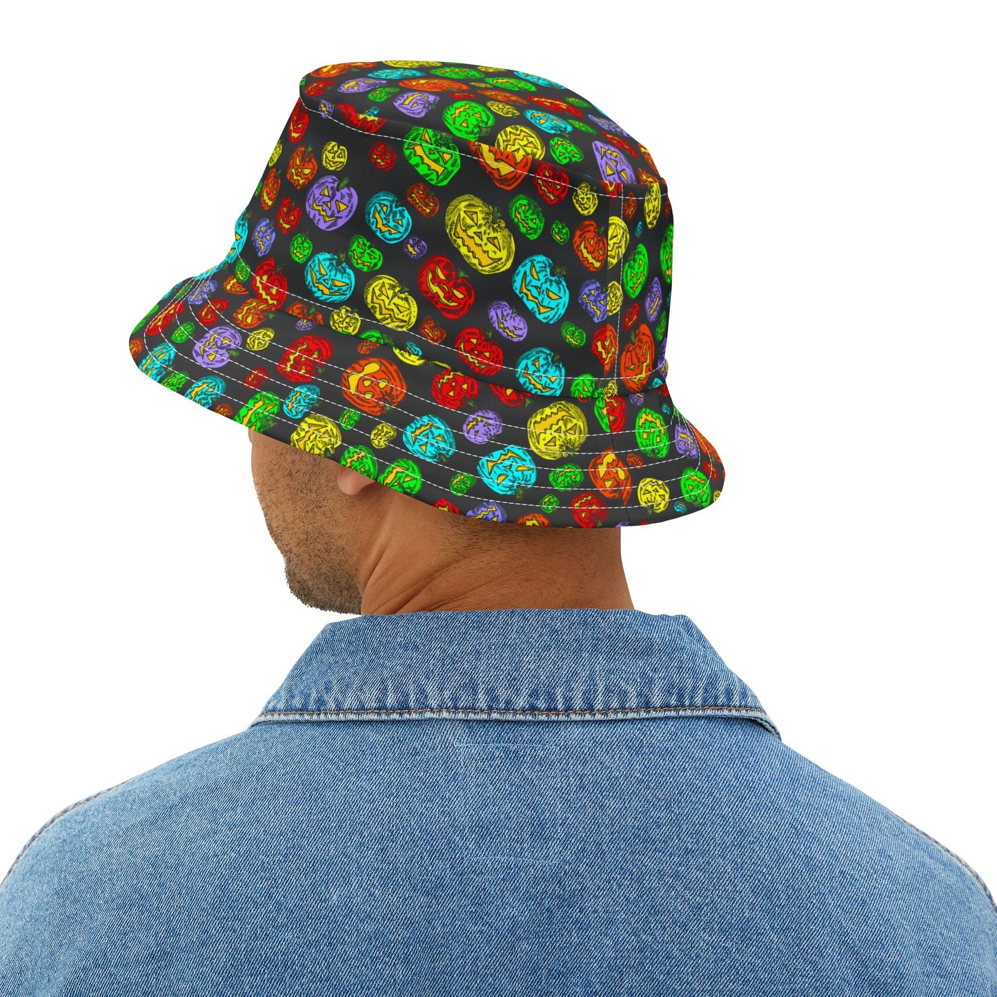 Halloween Pumpkin Bucket Hat, Fun Fall Accessory, Festival Headwear, Outdoor Summer Hat, Halloween Party Gear