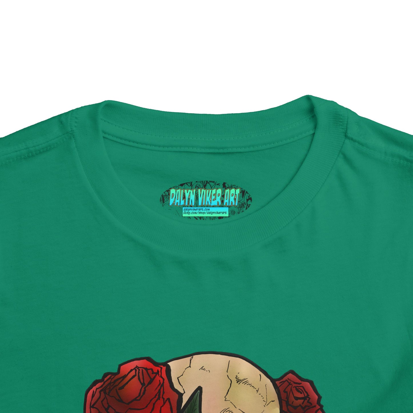 Toddler Tee — Skull with Red Roses Graphic