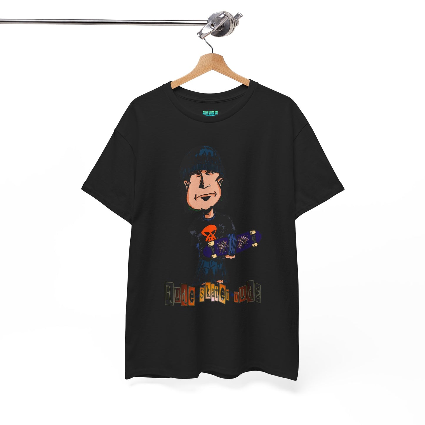 Rude Skater Dude Cartoon Skate Punk T-Shirt — Skateboarding Tee with Skull Design