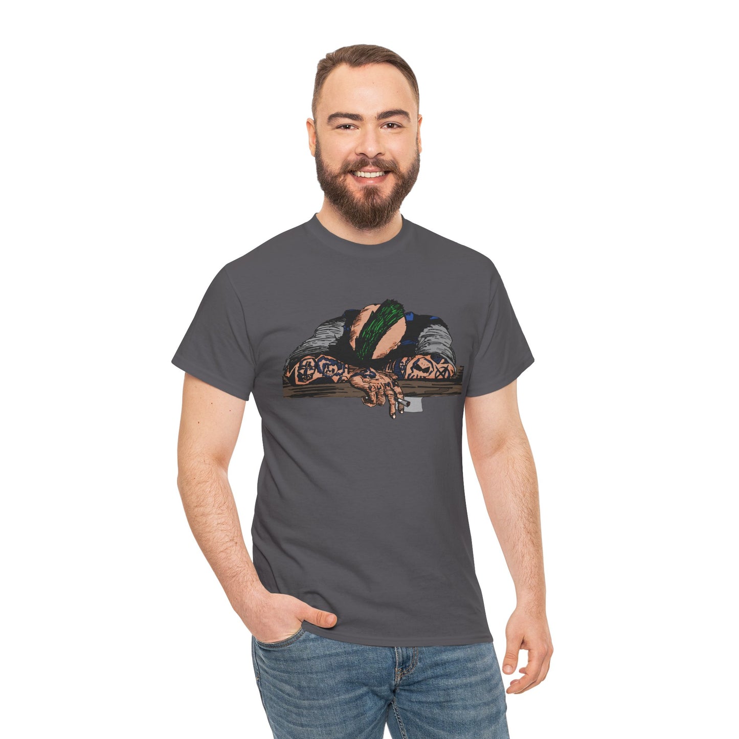 Punk and Done Stylish Unisex Heavy Cotton Tee with Artistic Print, Casual Tee, Graphic T-Shirt, Gift for Art Lovers, Everyday Wear, Unique Art Apparel