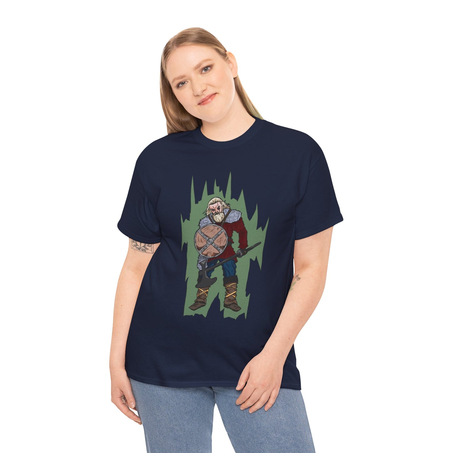 Epic Warrior Graphic Tee, Unisex Heavy Cotton Shirt, Casual Wear, Gamer Gift, Medieval Art Clothing, Battle Theme Fashion