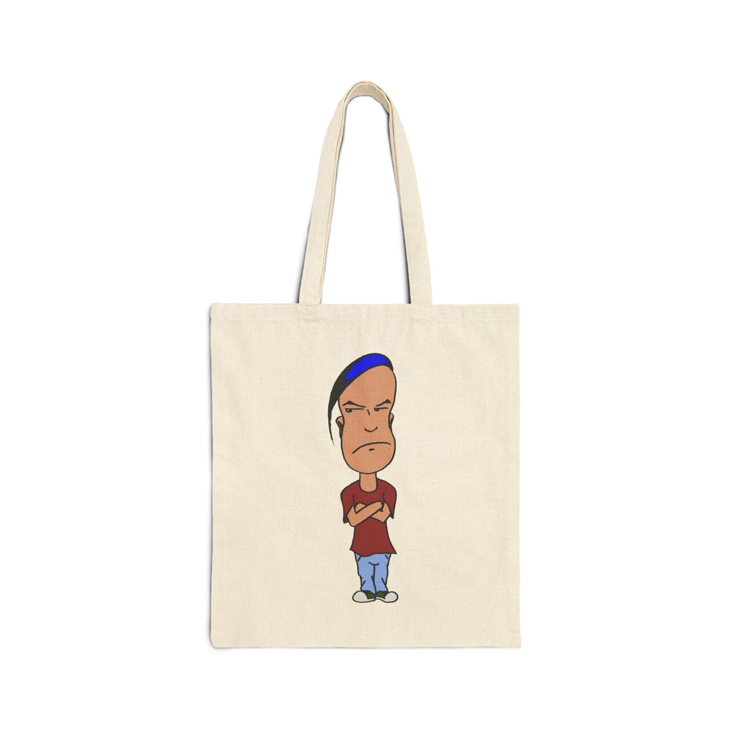 Smug - Canvas Tote Bag — Cartoon Grumpy Teen Character Illustration