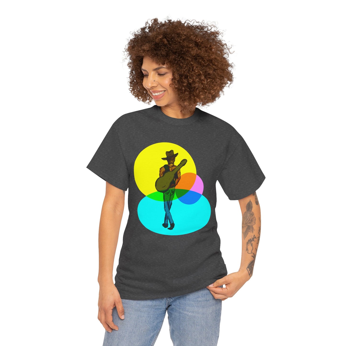 Cowboy Guitar Tee — Colorful Music T‑Shirt