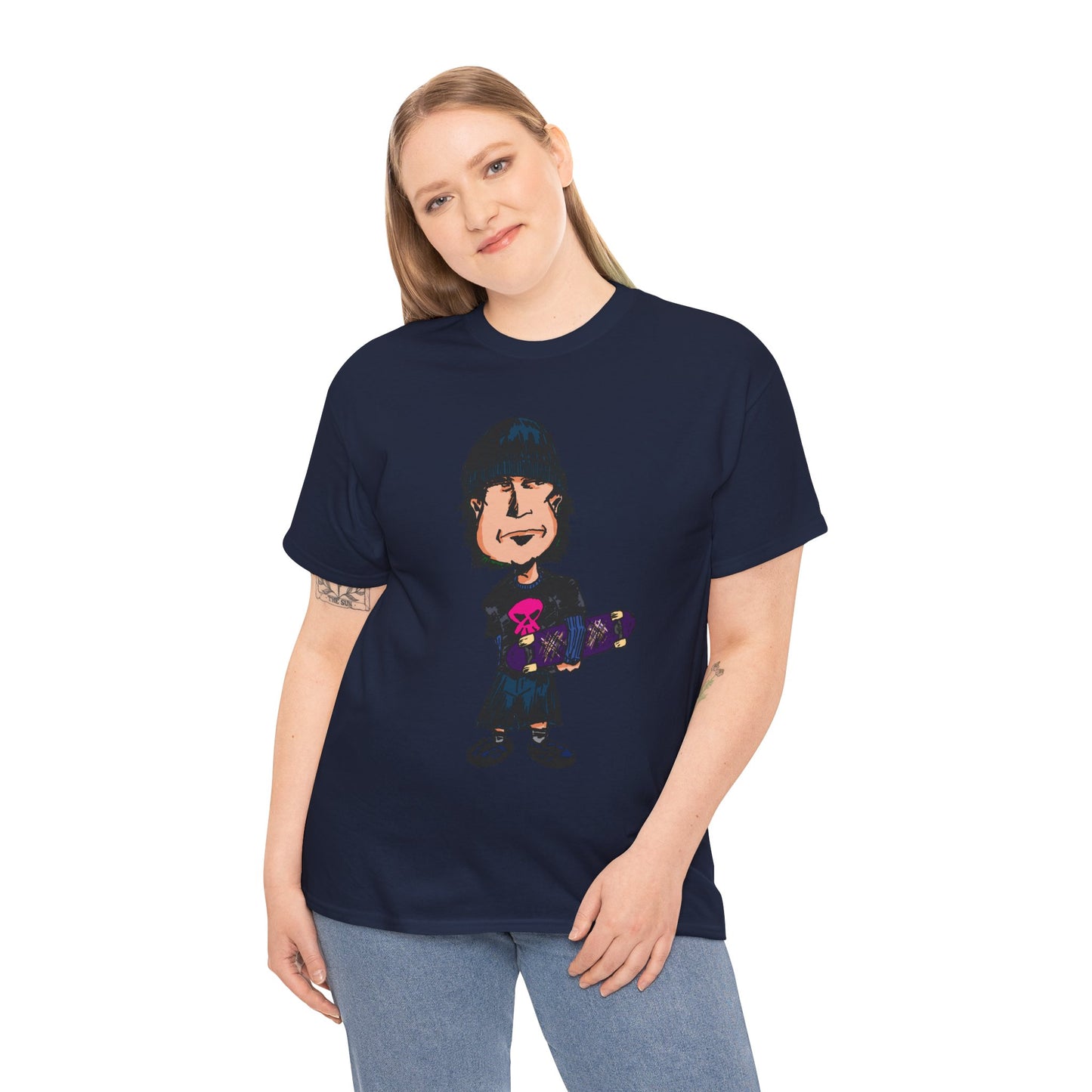 Rude Skater Dude - Skate Punk - Skater Kid Cartoon T‑Shirt — Cute Skateboarder Graphic Tee