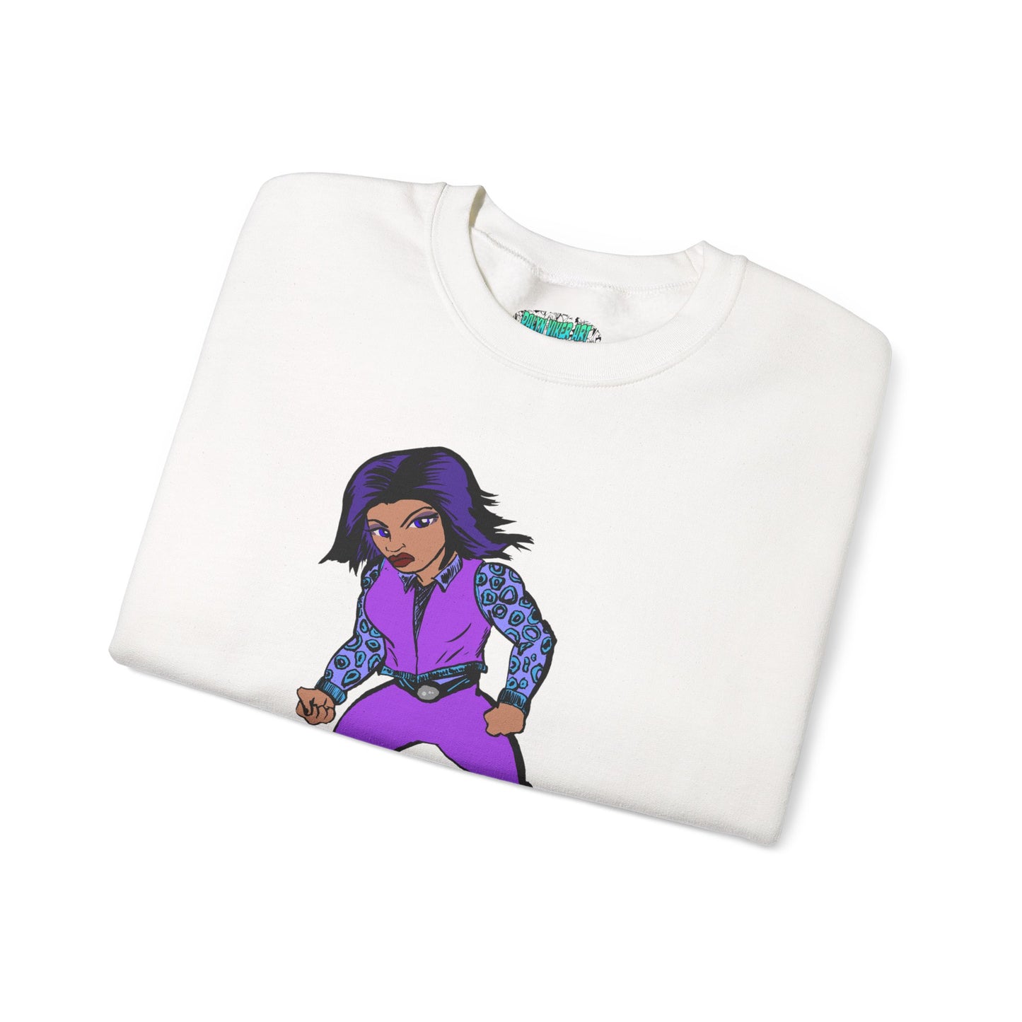 Vintage Retro Hero Crewneck Sweatshirt with Bold Graphic Design