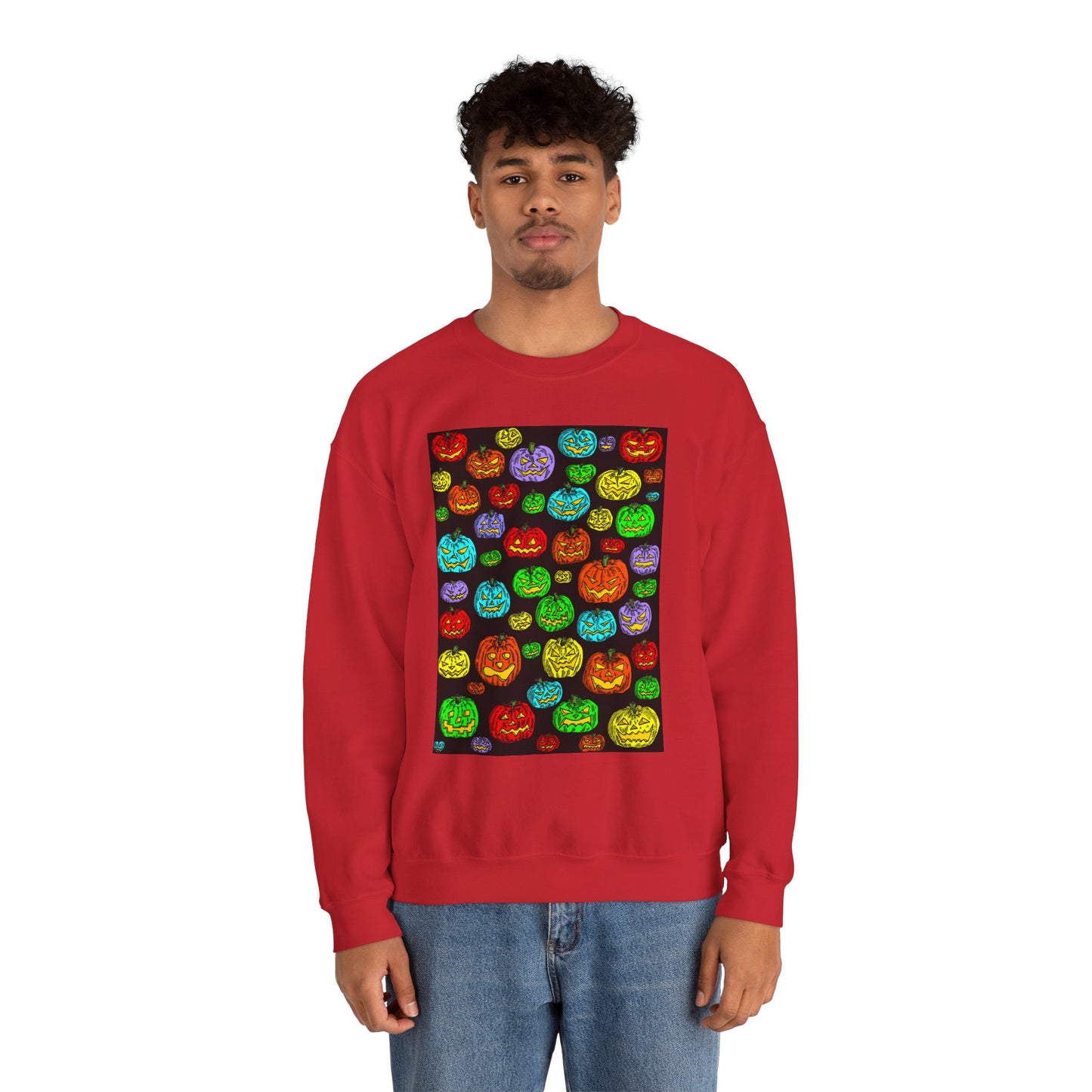 Halloween Colorful Pumpkin Graphic Crewneck Sweatshirt