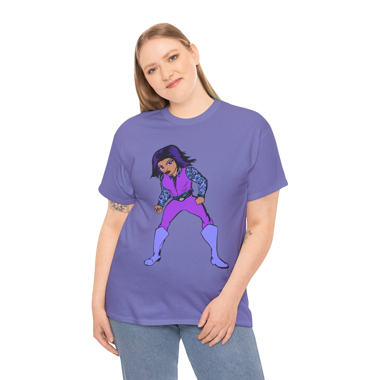 Retro Cartoon Hero Woman Character Unisex Heavy Cotton Tee, Vintage Graphic Tee, Fun T-Shirt, Gift for Fans, Casual Wear, Everyday Tee