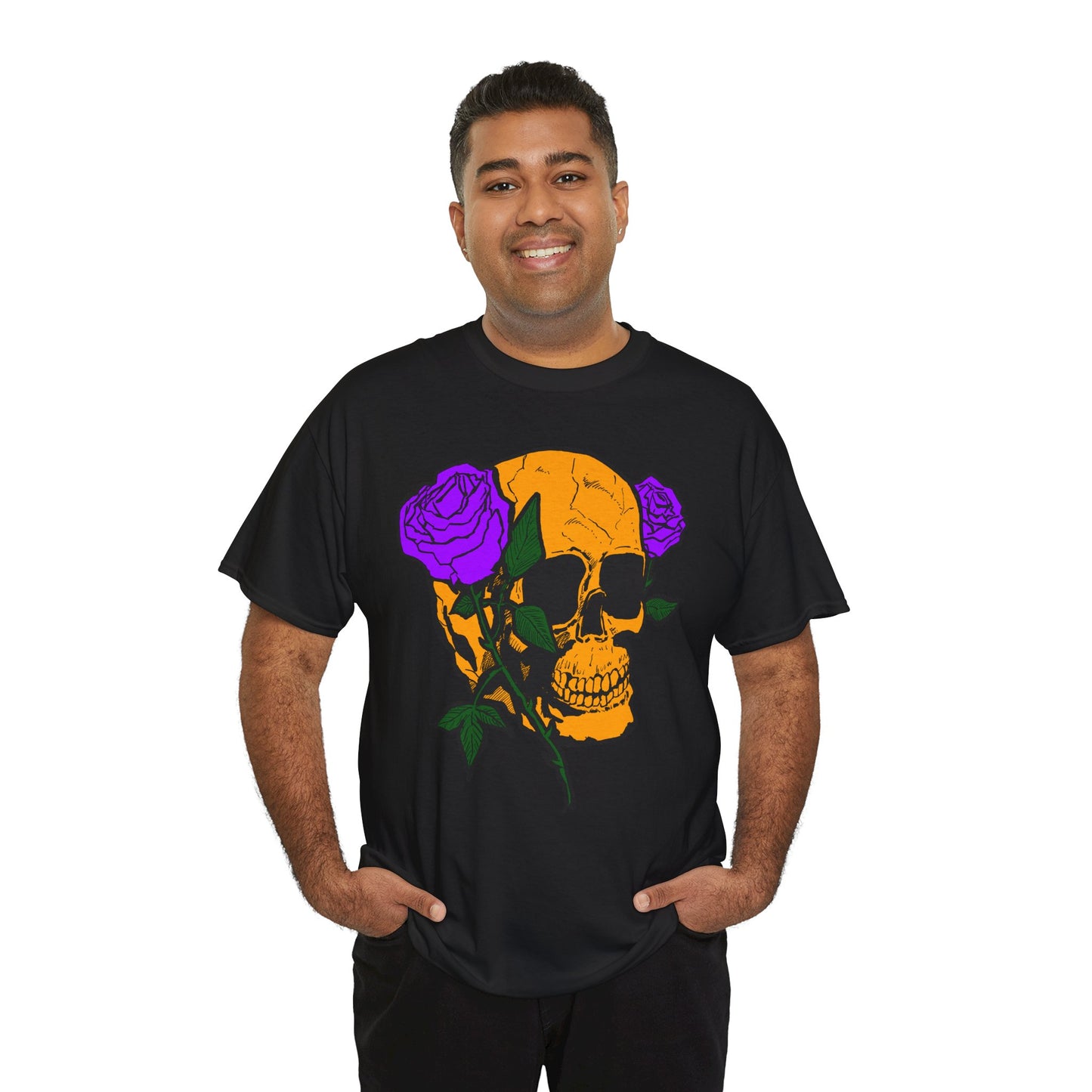 Skull and Roses Unisex Tee, Gothic Aesthetic Shirt, Vintage Graphic T-Shirt, Streetwear Essentials, Edgy Casual Wear
