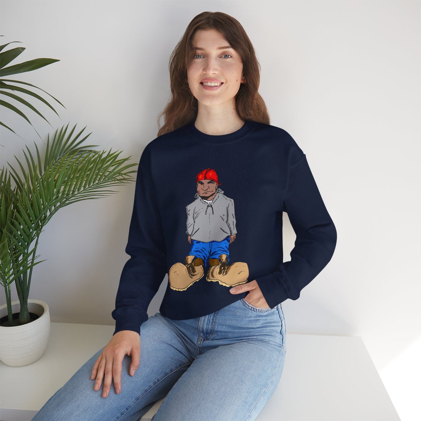 Urban Street Fun Character Boots Art Unisex Crewneck Sweatshirt