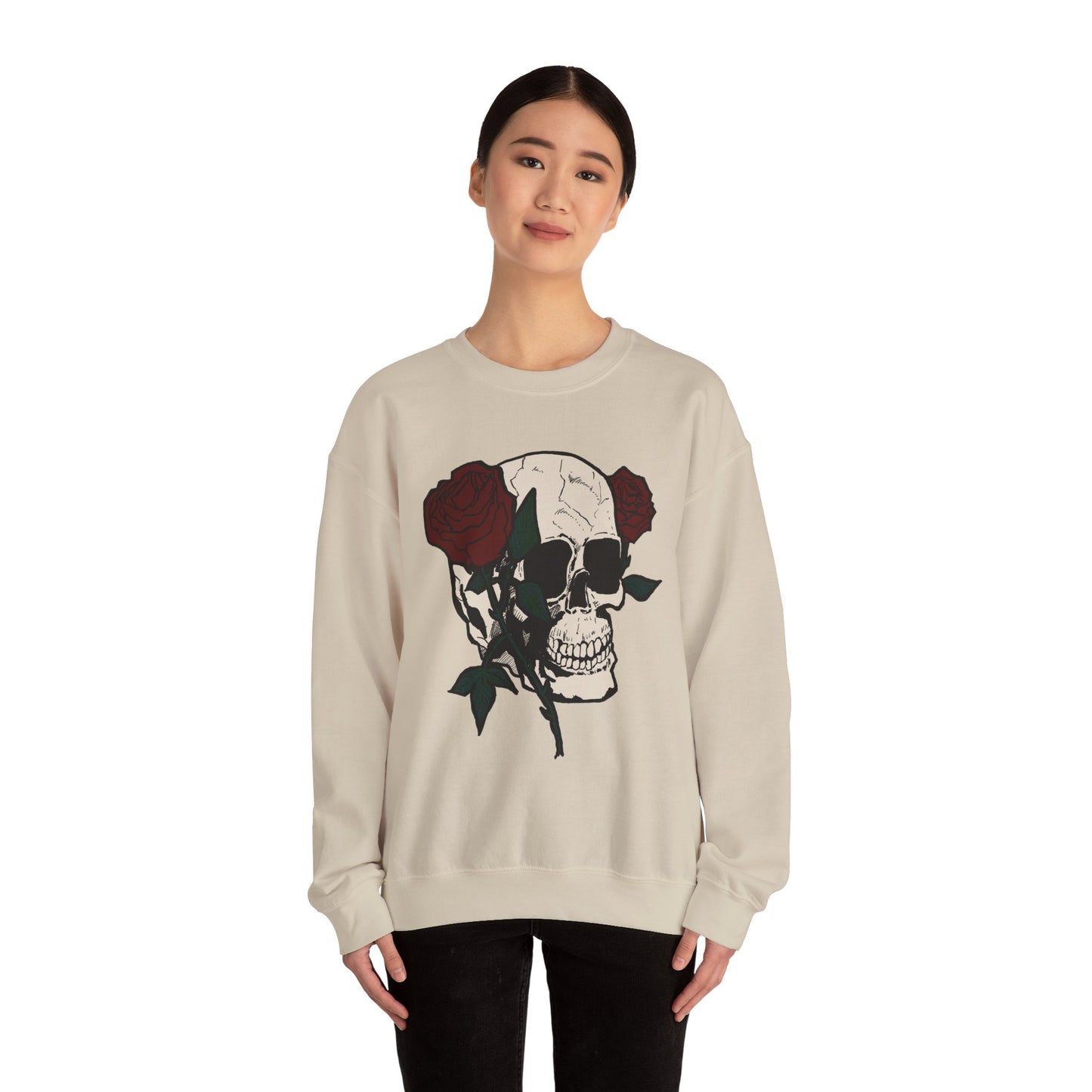 Skull & Rose Crewneck Sweatshirt - Unisex Heavy Blend™