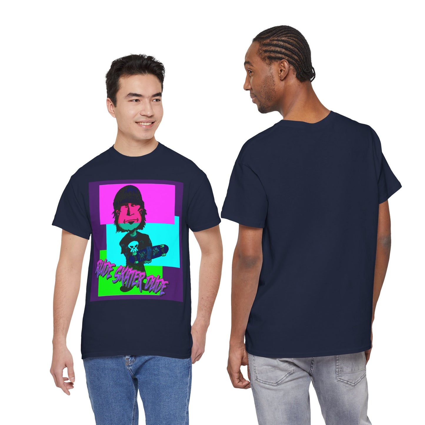 Retro Neon Skateboard Tee — "Rude Skater Dude" Graphic