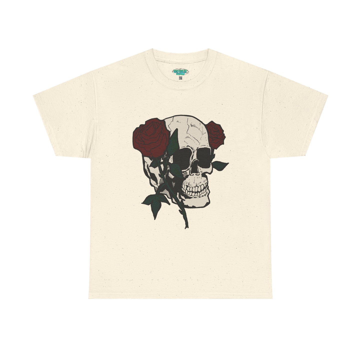 Skull and Roses Unisex Heavy Cotton Tee - Edgy Graphic T-Shirt for Impactful Style