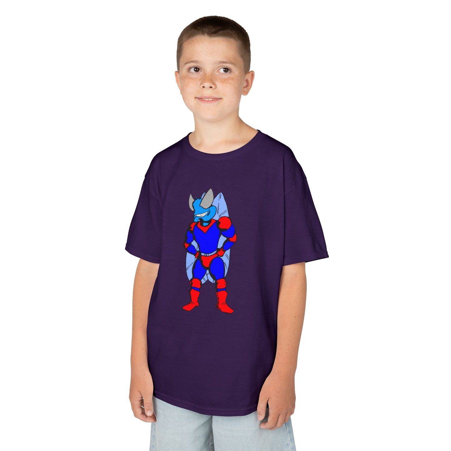 Astro-Fly Kids Superhero T-Shirt — Cute Red & Blue Winged Hero Tee for Boys & Girls