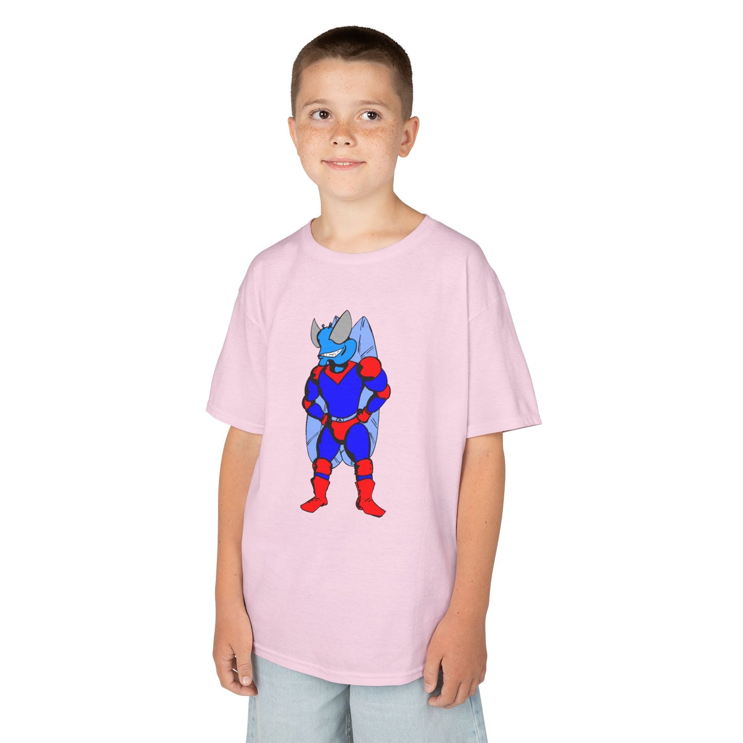 Astro-Fly Kids Superhero T-Shirt — Cute Red & Blue Winged Hero Tee for Boys & Girls
