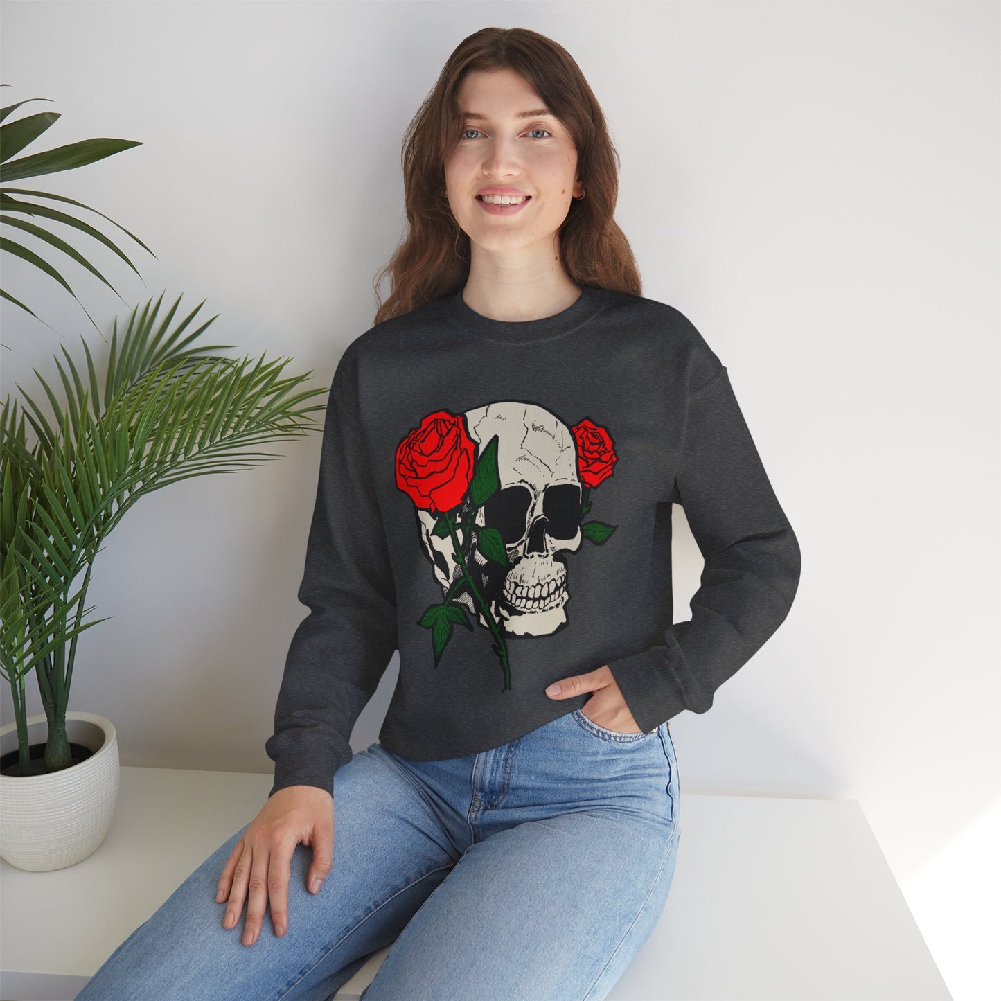Skull and Roses Crewneck Sweatshirt