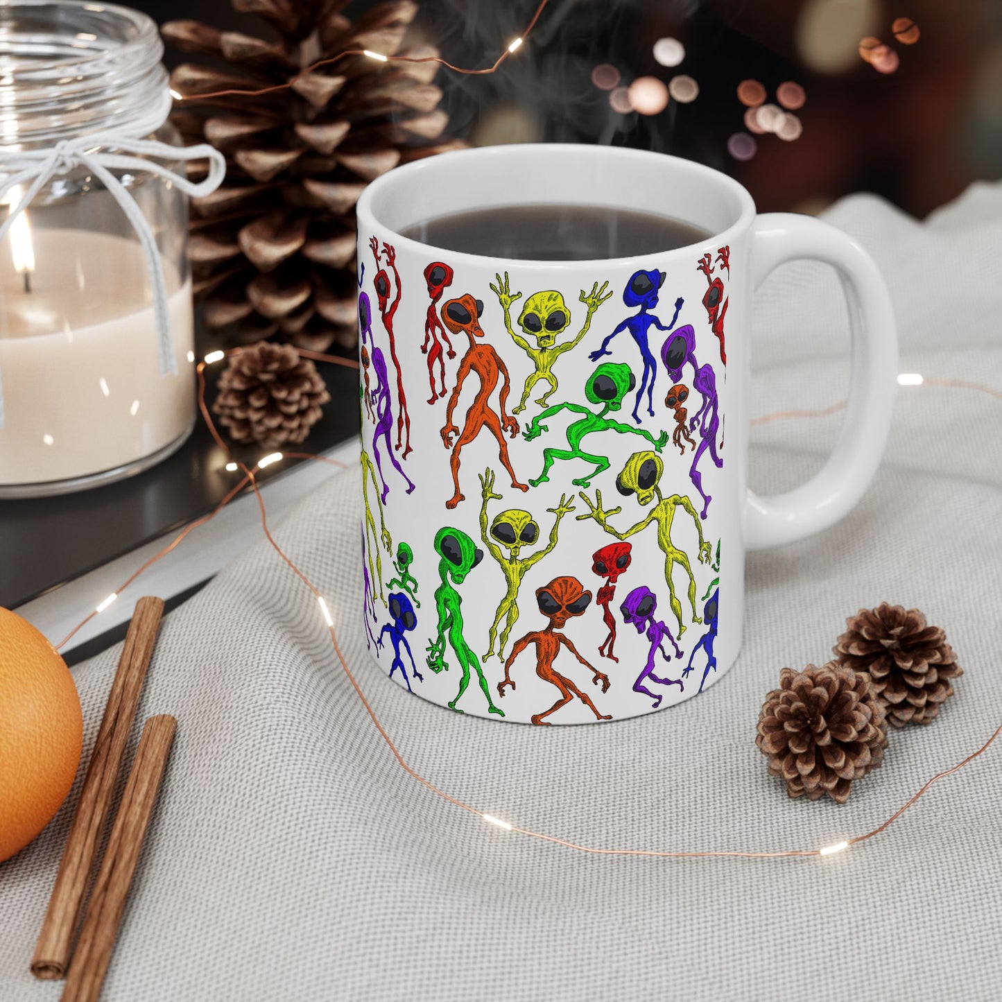 Alien Dance Party Ceramic Mug - Quirky Coffee Cup for Sci-Fi Lovers, Unique Gift for Birthdays, Parties, Holidays, Fun Kitchen Decor