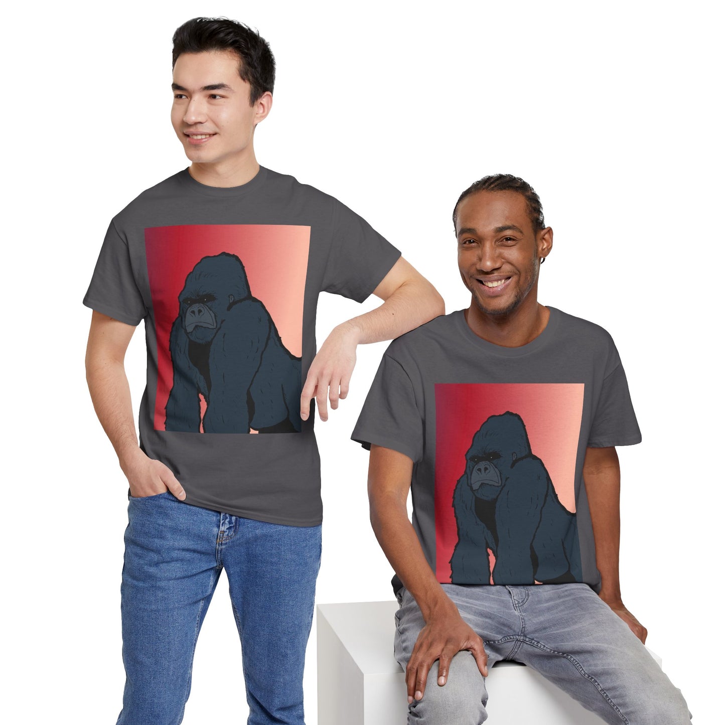 Gorilla Graphic Tee — Vintage Sunset Primate Illustration Shirt