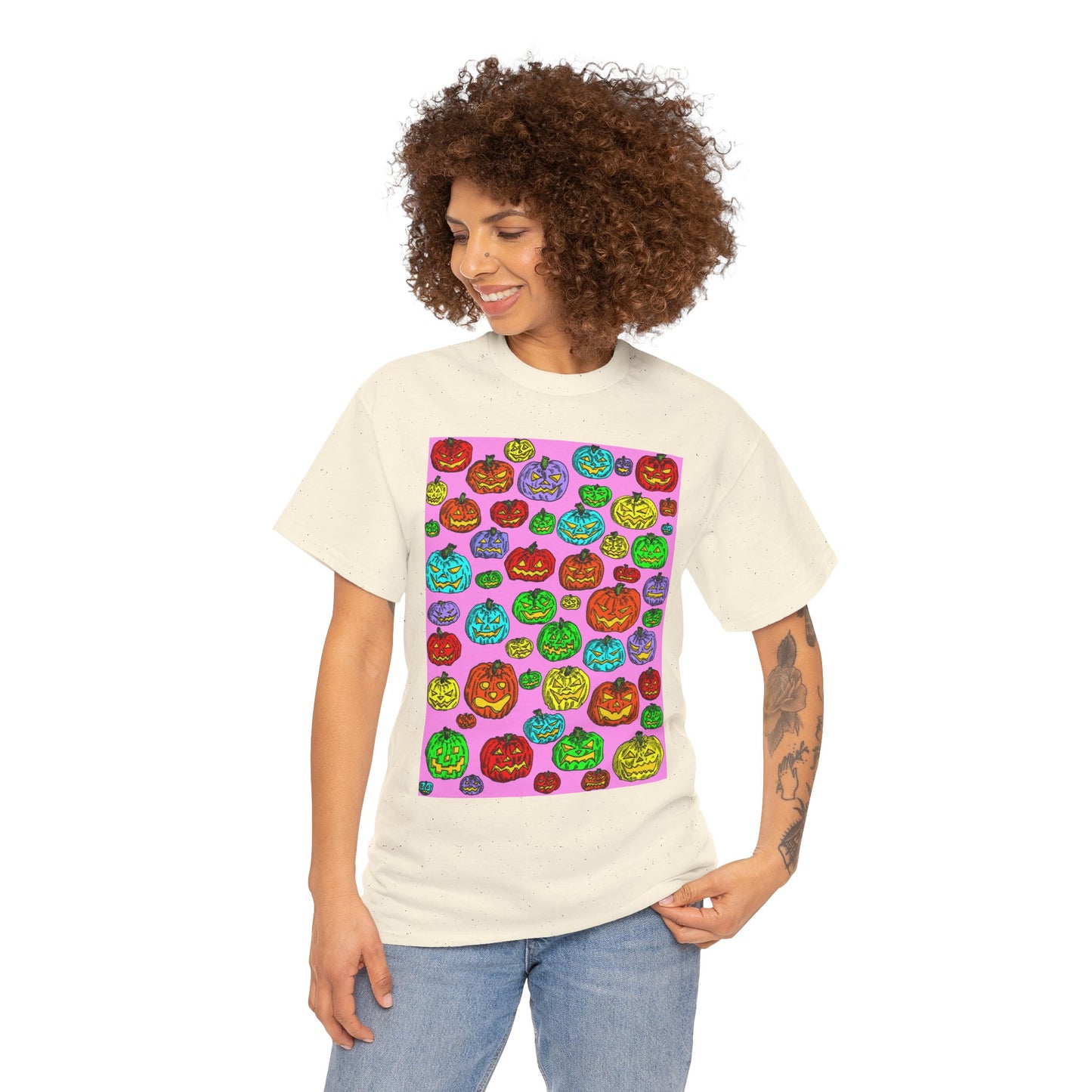 Colorful Pumpkin Graphic Tee, Unisex Cotton T-Shirt, Halloween Costume, Fall Apparel, Trendy Graphic Shirt, Casual Wear