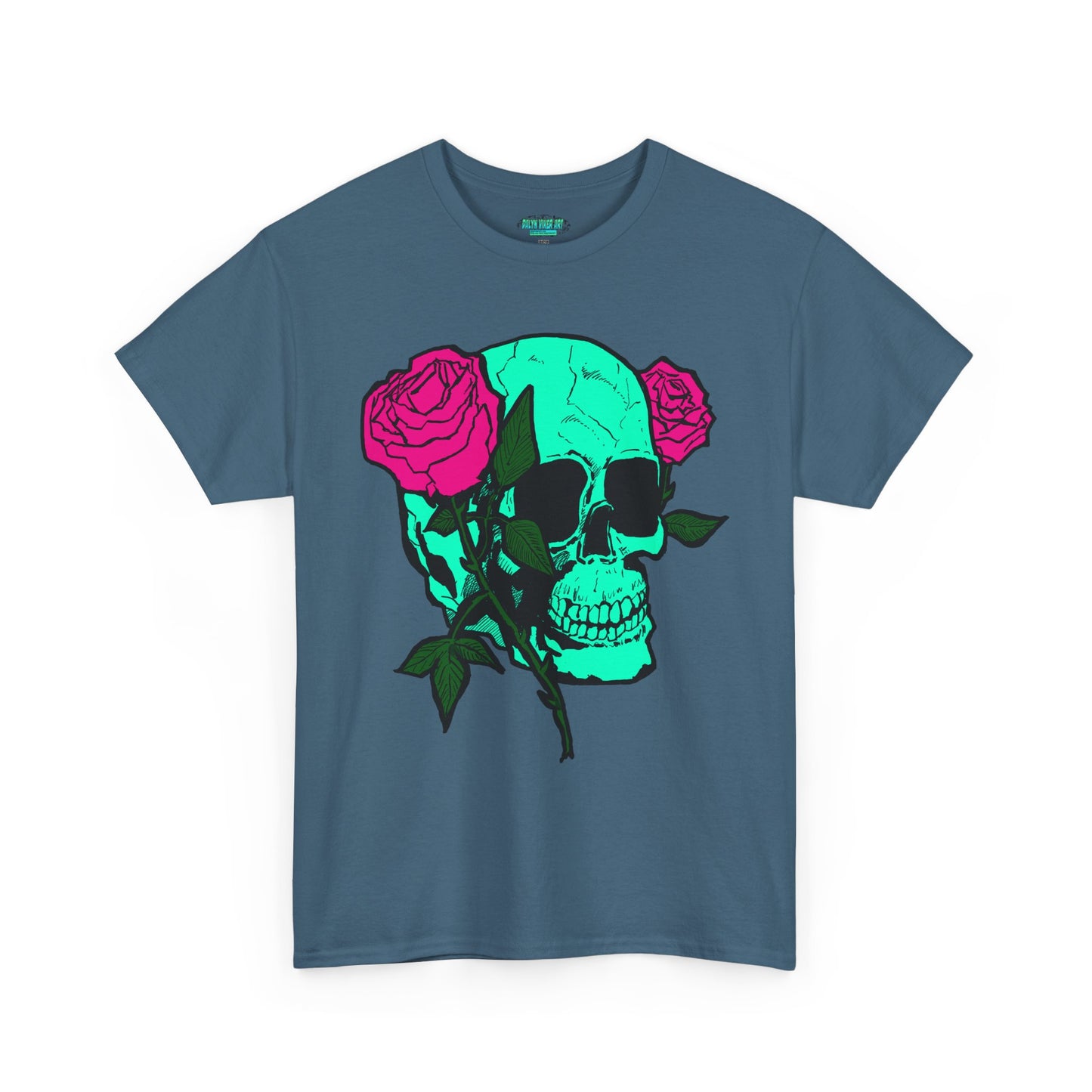 Edgy Skull & Roses Unisex Heavy Cotton Tee - Graphic T-Shirt for Alternative Fashion Lovers