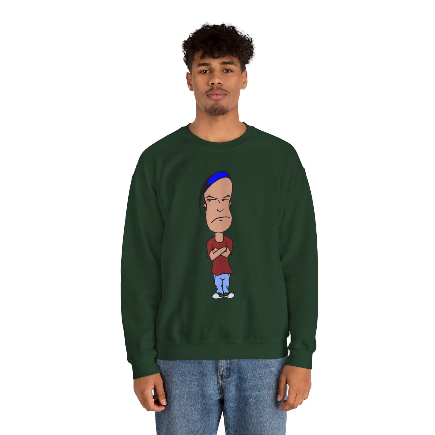 Smug Cartoon Graphic Crewneck Sweatshirt for Casual Style