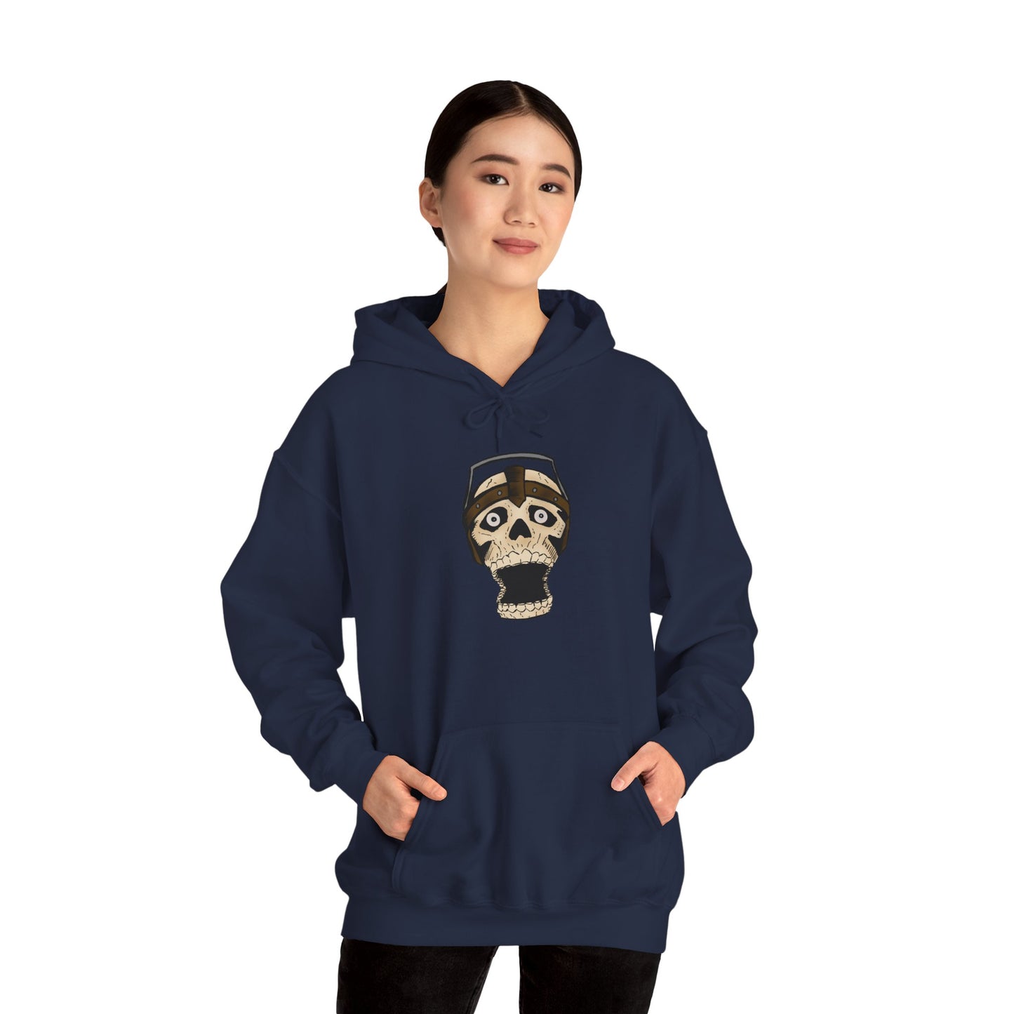 Screaming Skull Graphic Hoodie, Unisex Heavy Blend Sweatshirt, Cozy Casual Wear, Gift for Halloween, Unique October Fashion, Everyday Comfort