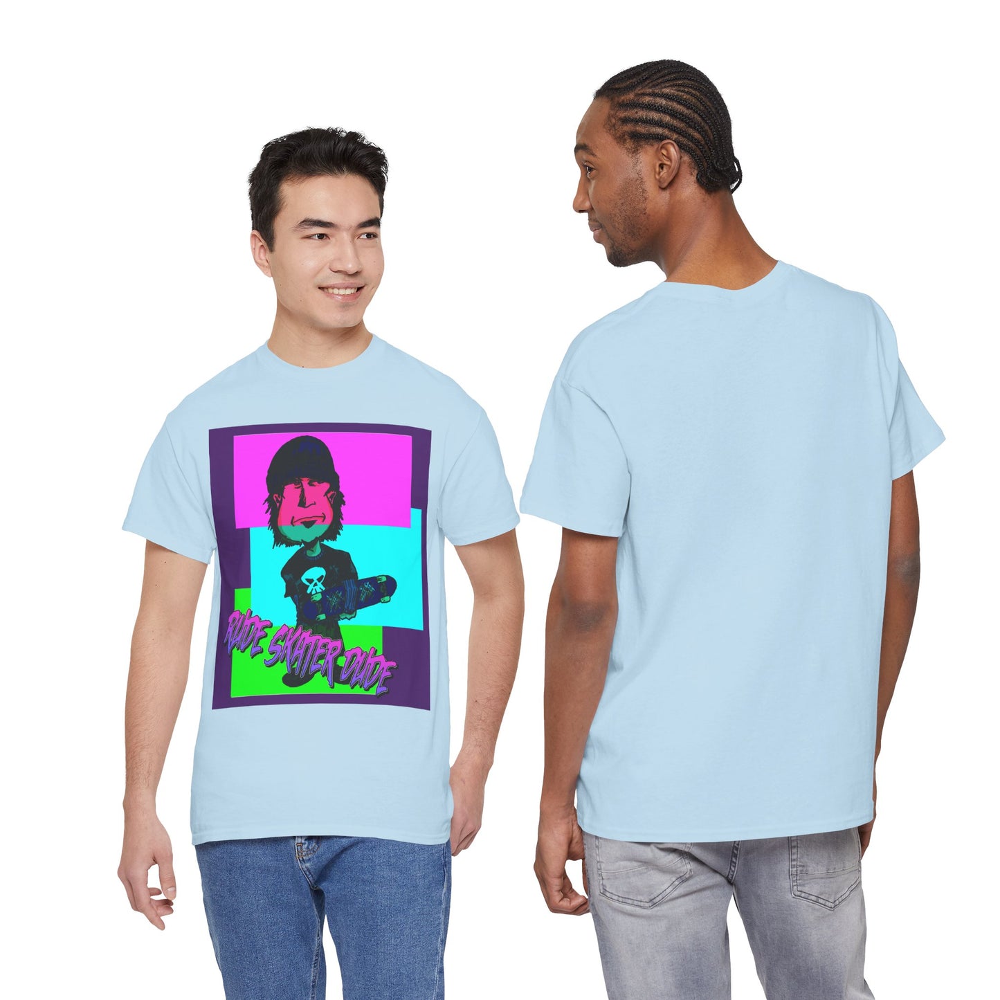 Retro Neon Skateboard Tee — "Rude Skater Dude" Graphic