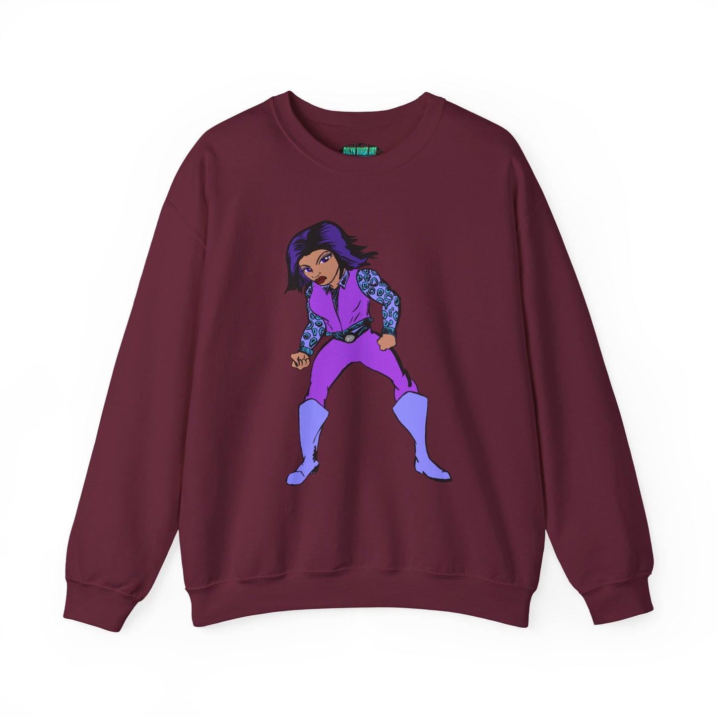 Vintage Retro Hero Crewneck Sweatshirt with Bold Graphic Design