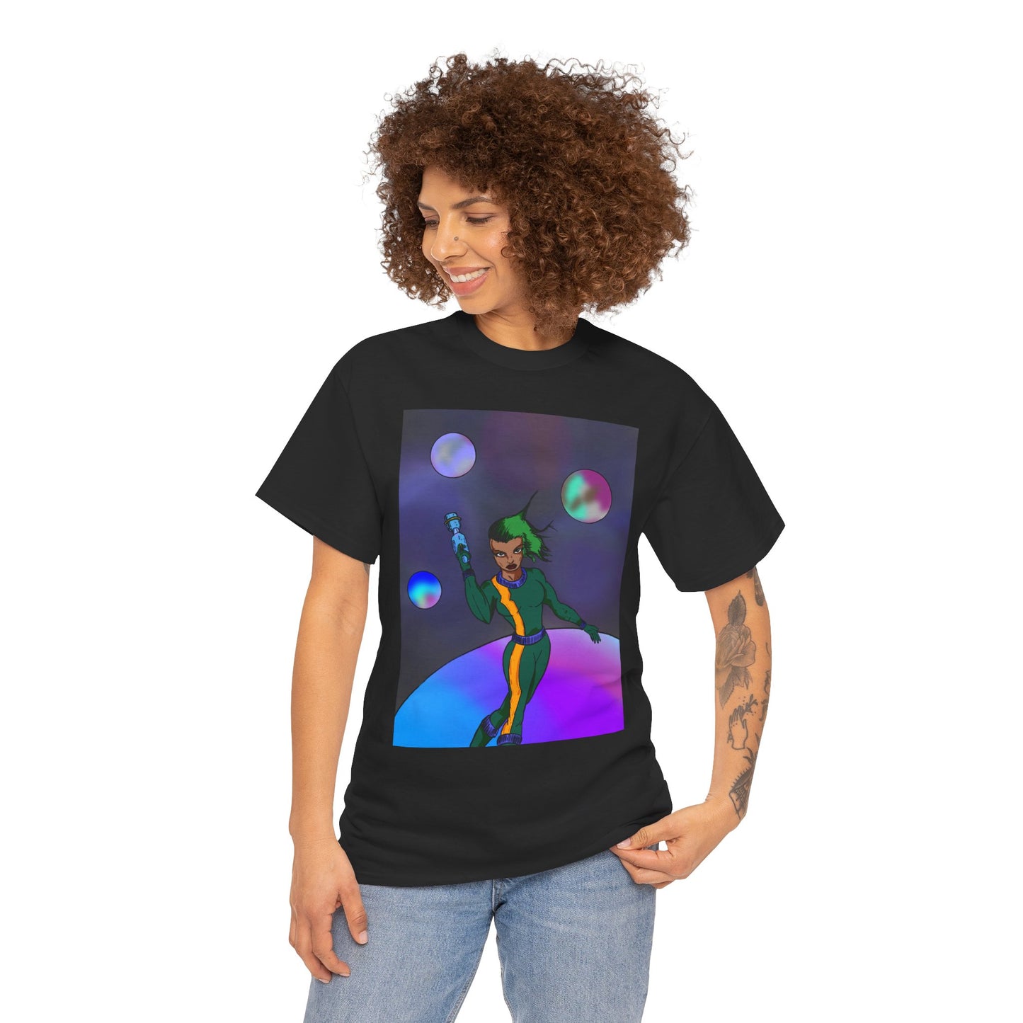 Cosmic Hero Vibe Tee - Unisex Heavy Cotton Tee, Space Art Shirt, Retro Sci-Fi T-Shirt, Gift for Space Lovers, Unique Graphic Tee
