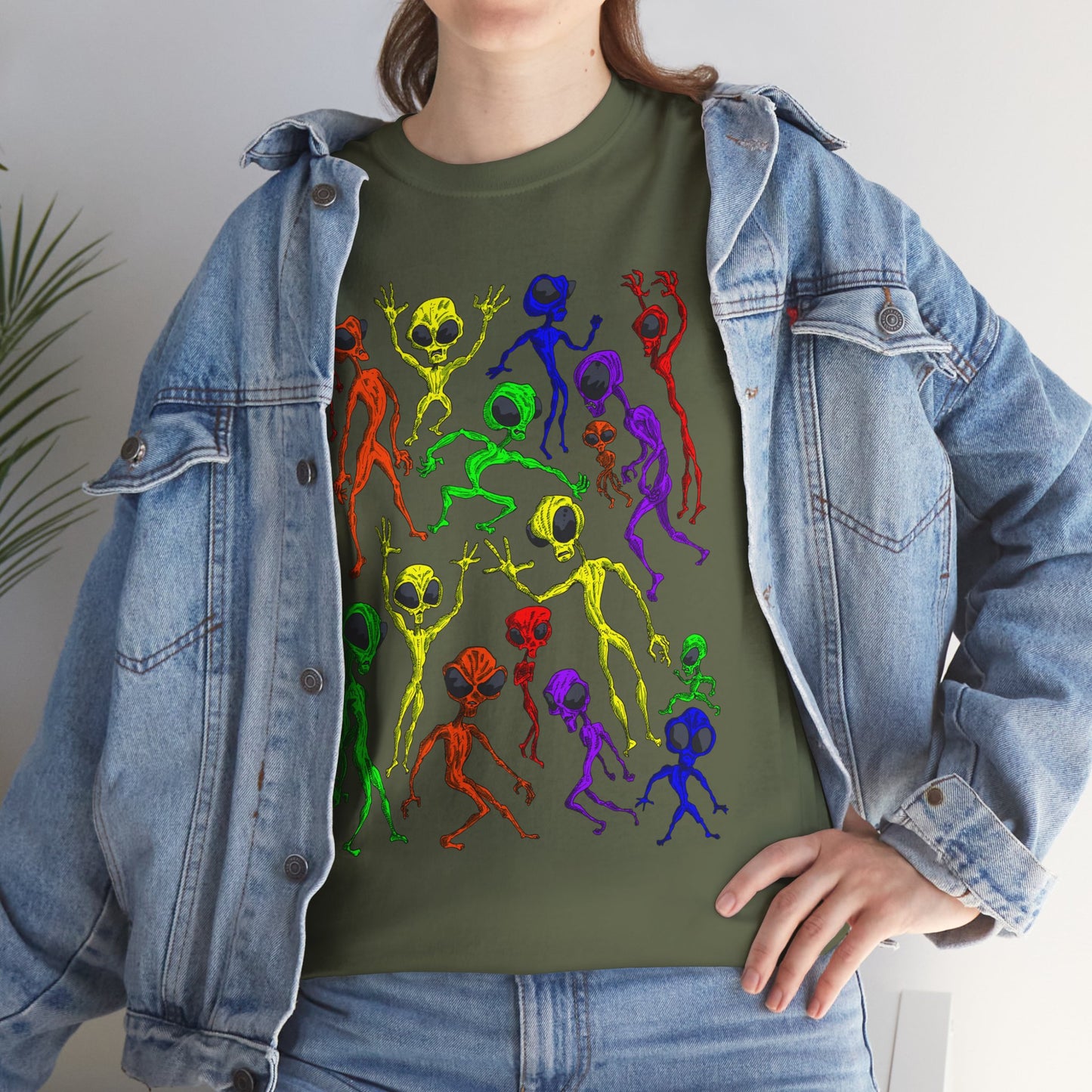 Rainbow Alien Dance Party Unisex Tee - Cosmic Sci-Fi Shirt