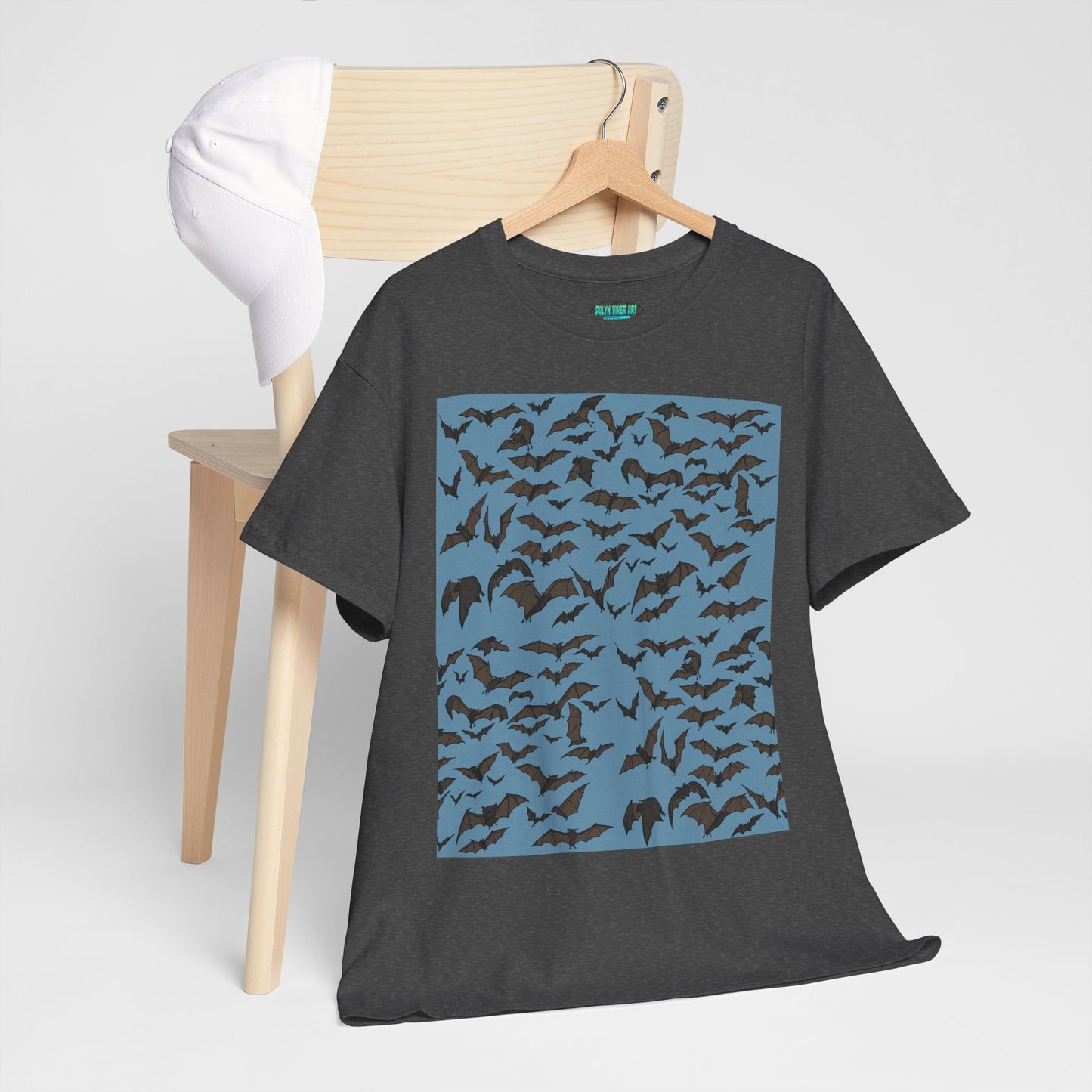 Unisex Bat Print Cotton Tee, Casual Graphic Tee, Halloween Apparel, Unique Gift for Animal Lovers, Stylish Everyday Wear