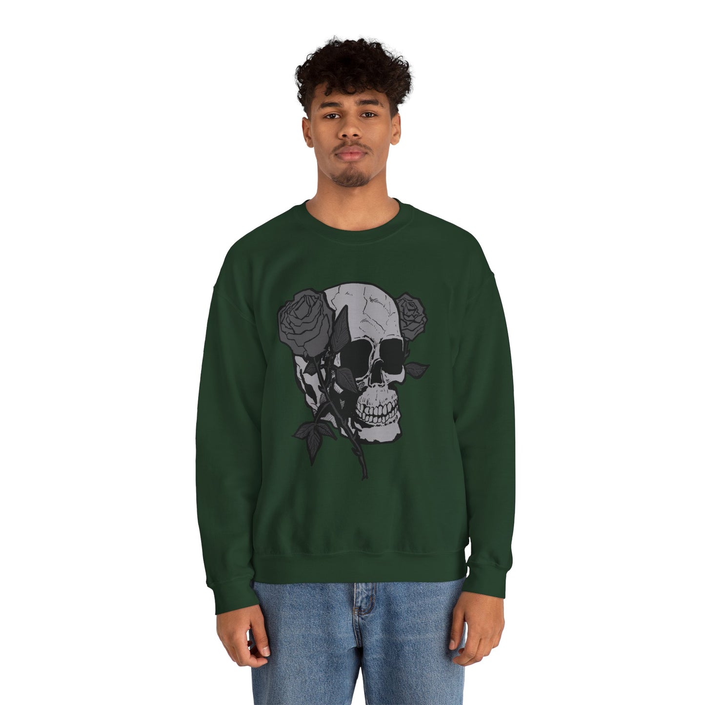 Skull and Roses Crewneck Sweatshirt - Unisex Heavy Blend™