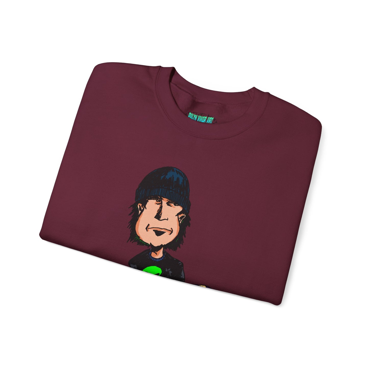 Rude Skater Dude - Cartoon Skate Punk Crewneck Sweatshirt — Retro Skateboard Character Graphic