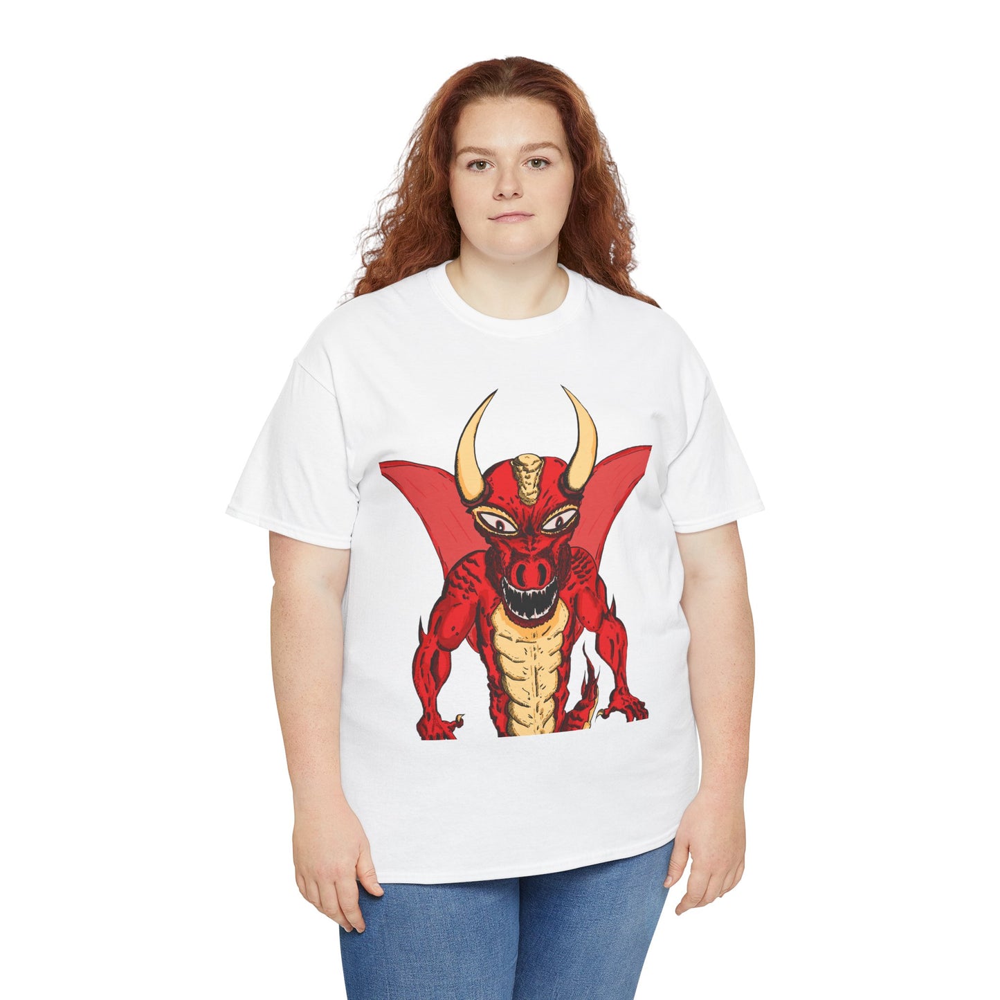 Bold Red Dragon Unisex Heavy Cotton Tee | Graphic Shirt for Anime Fans, Party Wear, Casual Outfit, Gift for Him/Her