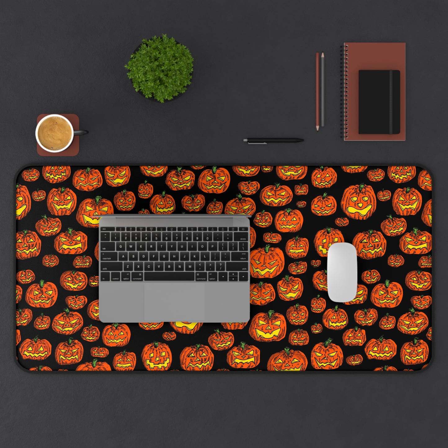 Halloween Pumpkin Desk Mat, Spooky Office Decor, Fall Workspace Aesthetic, Gift for Halloween Lovers, Pumpkin Patch Design