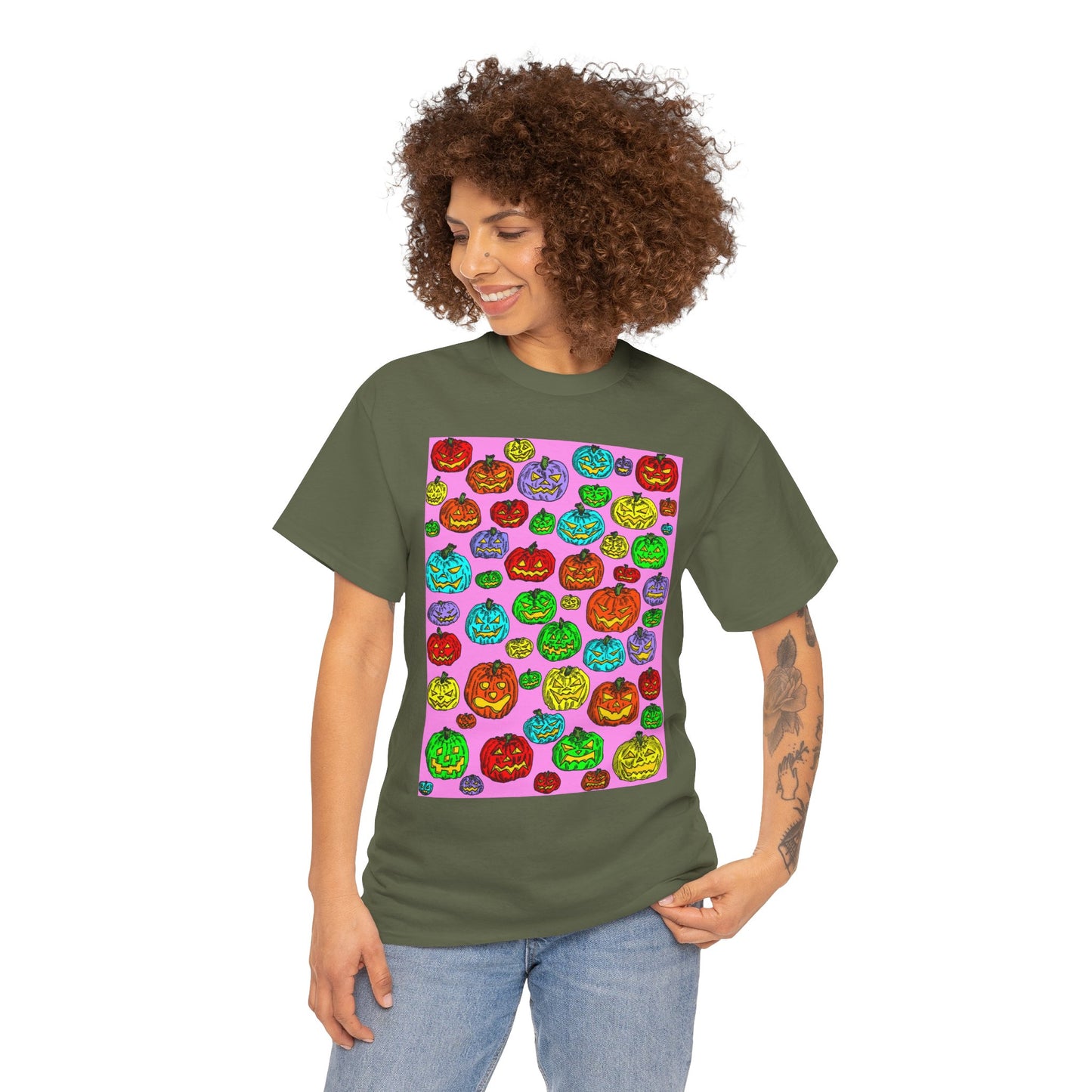 Colorful Pumpkin Graphic Tee, Unisex Cotton T-Shirt, Halloween Costume, Fall Apparel, Trendy Graphic Shirt, Casual Wear