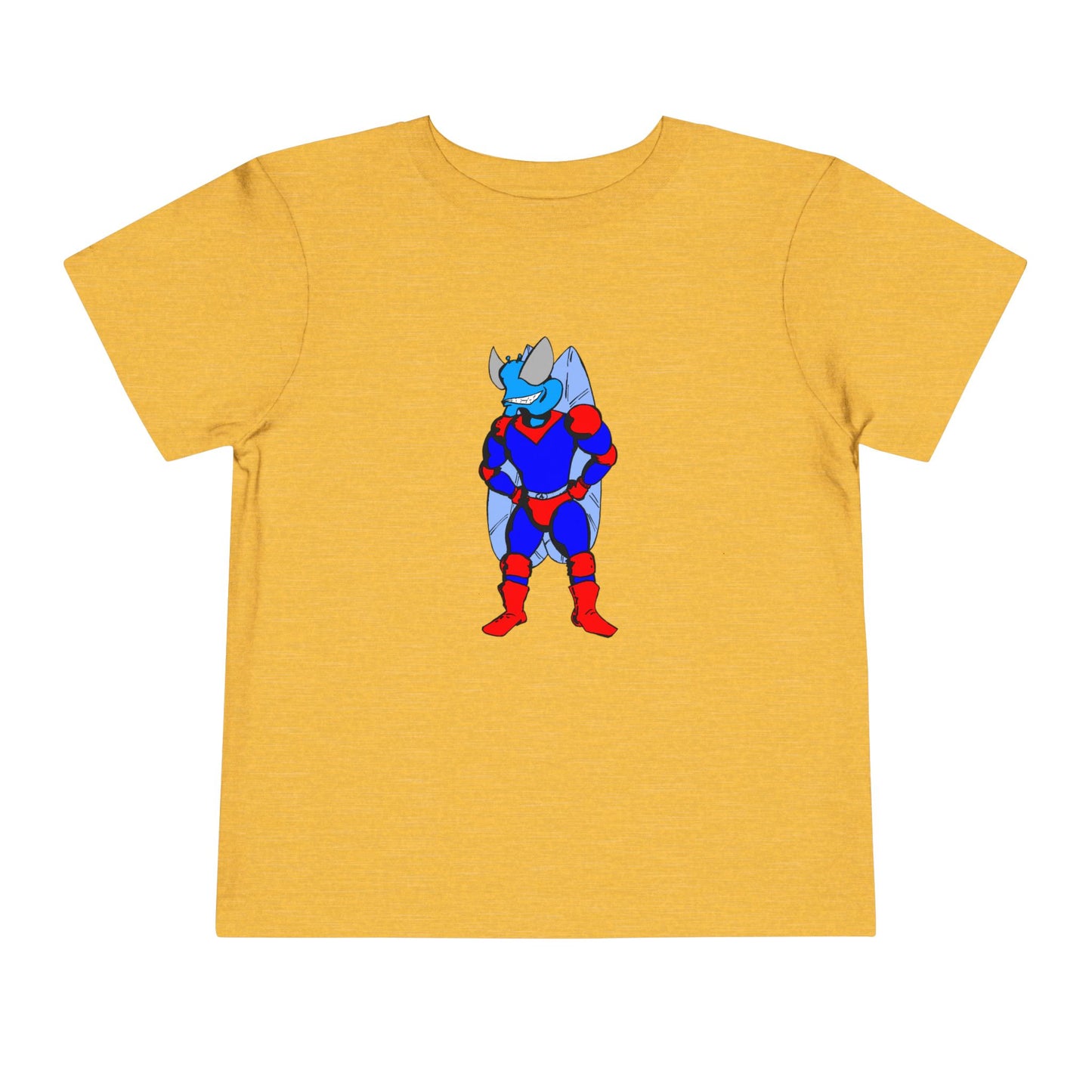 Astro-Fly Toddler Tee — Brave Blue Superhero Bug Graphic