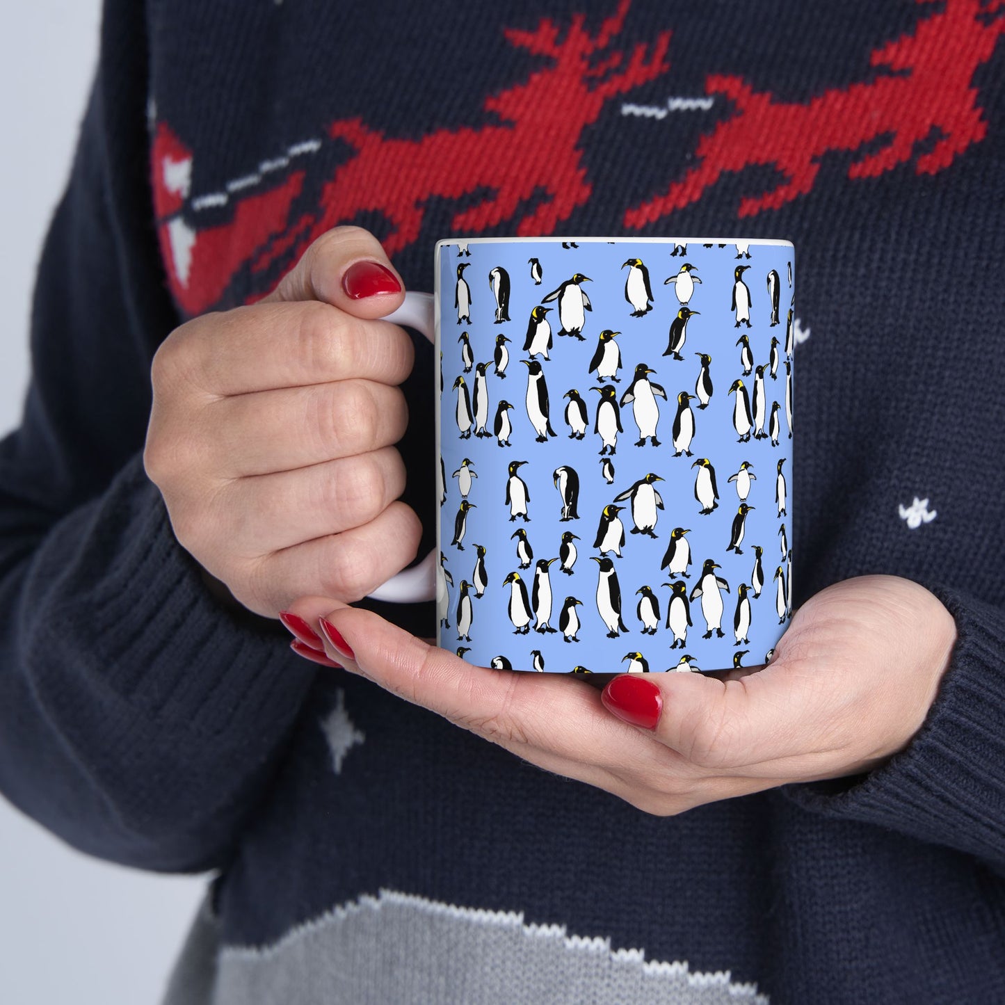 Rookery of Whimsical Penguins Ceramic Mug - Perfect for Coffee Lovers, Penguin Gifts, Cute Kitchen Decor, Unique Holiday Mug, Animal-Themed Drinkware