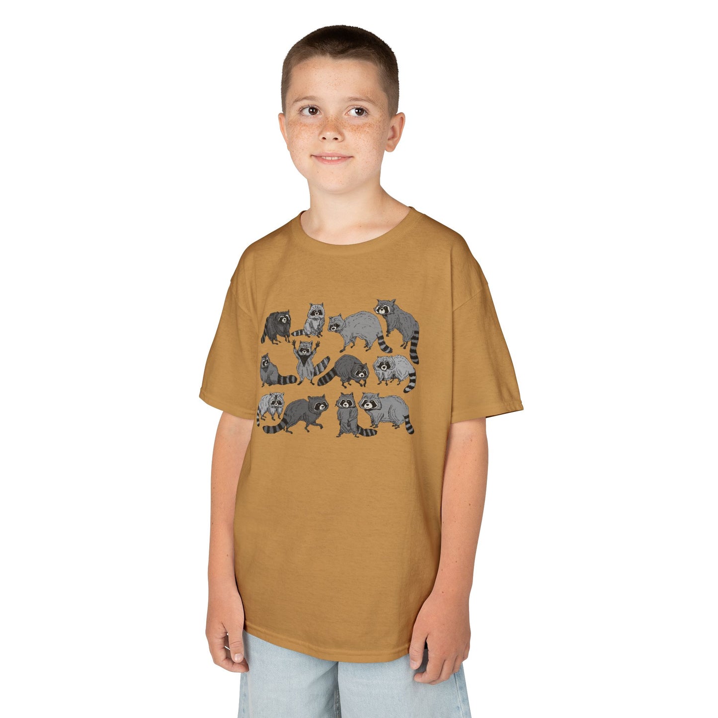 Cute Raccoons Pattern Kids Tee, Animal Lover Gift, Funny Raccoon Shirt, Children's Apparel, Birthday Outfit, Pet Lover Tee