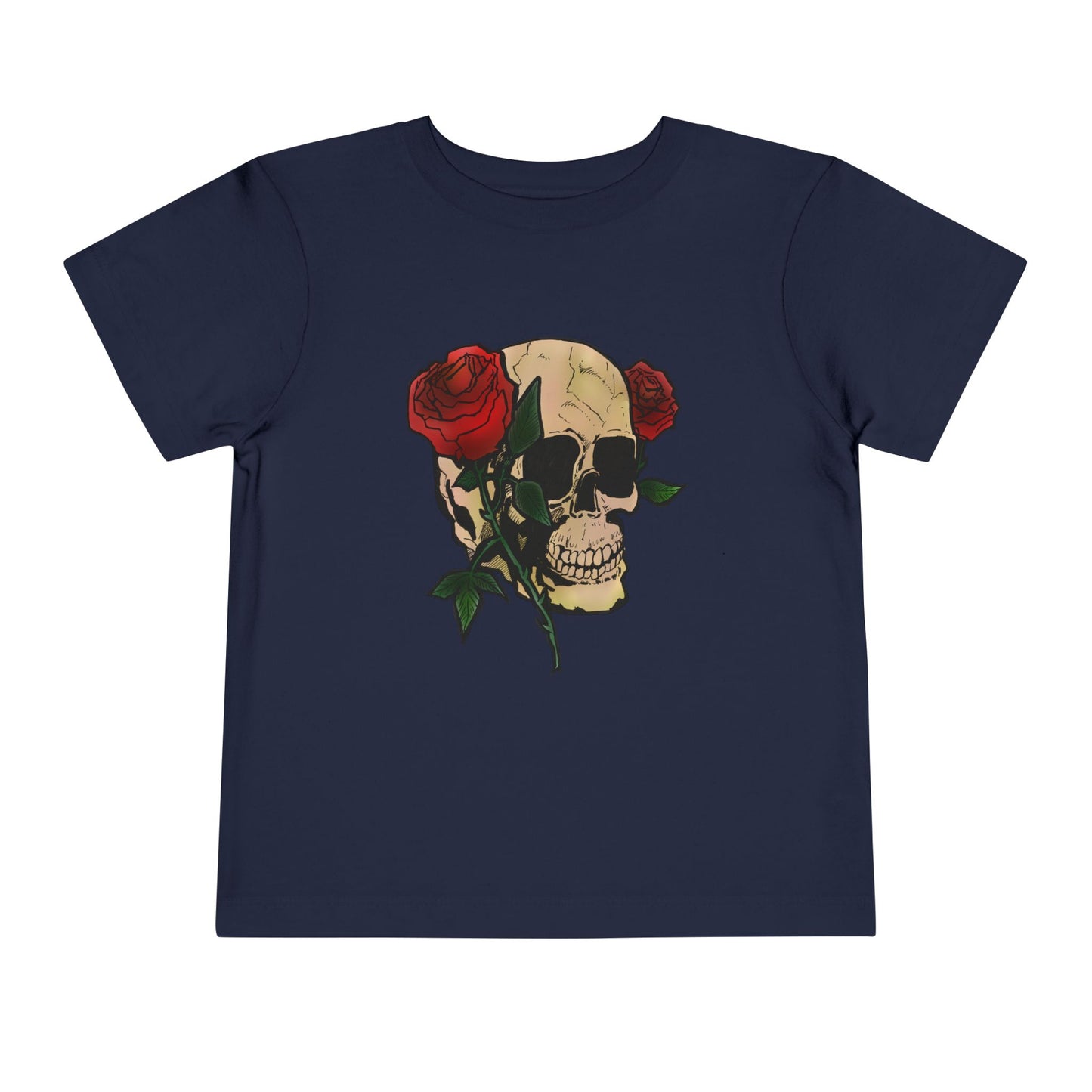 Toddler Tee — Skull with Red Roses Graphic