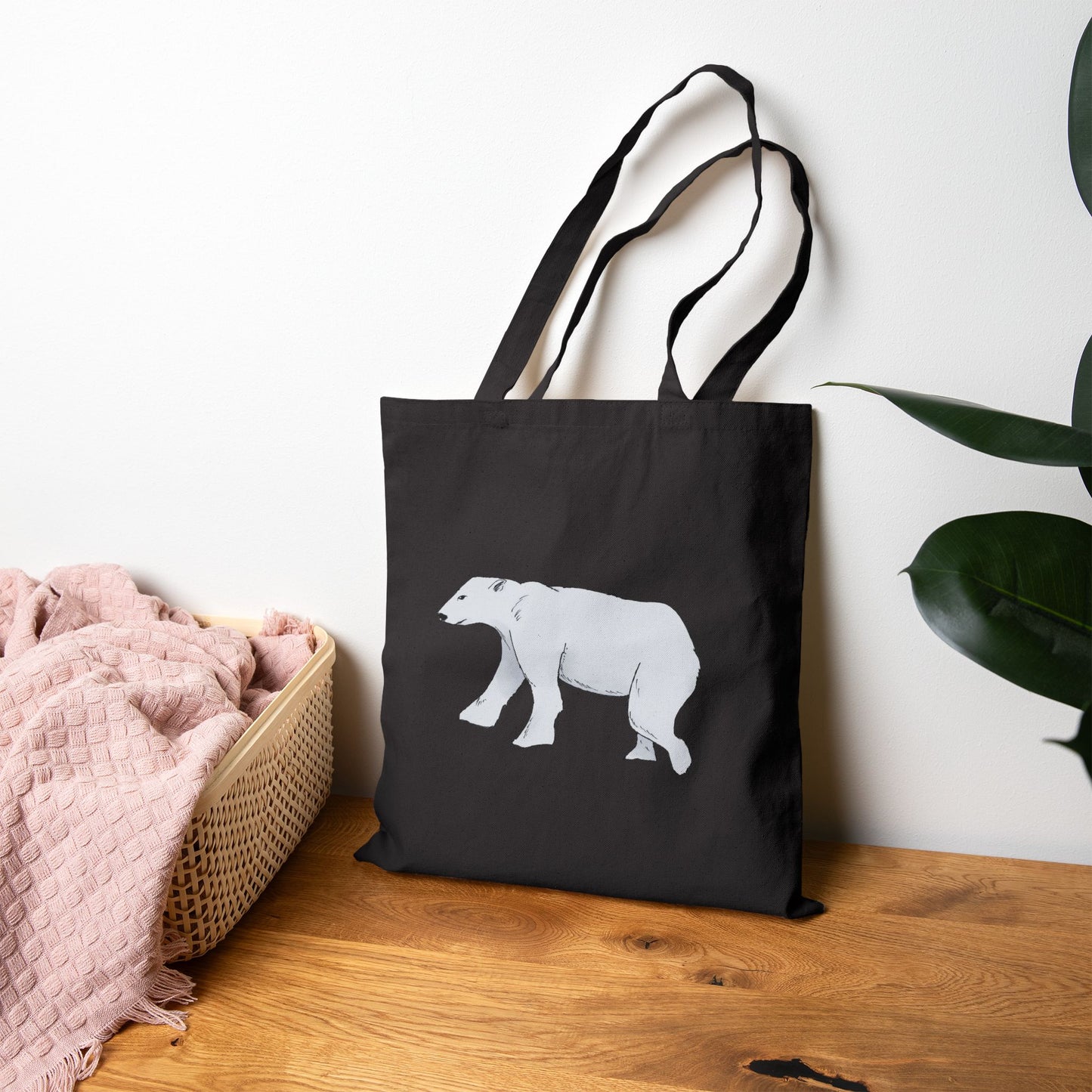 Canvas Tote Bag — Minimalist Polar Bear Eco Shopper
